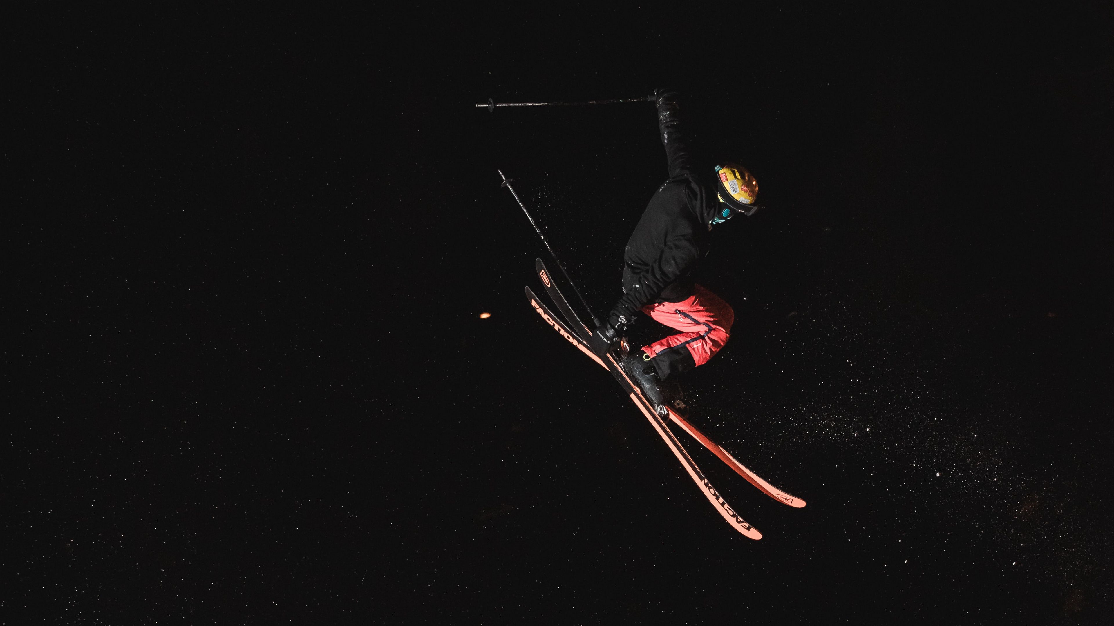 man, skiing, sport, jump, slope, 4k, HD Wallpaper