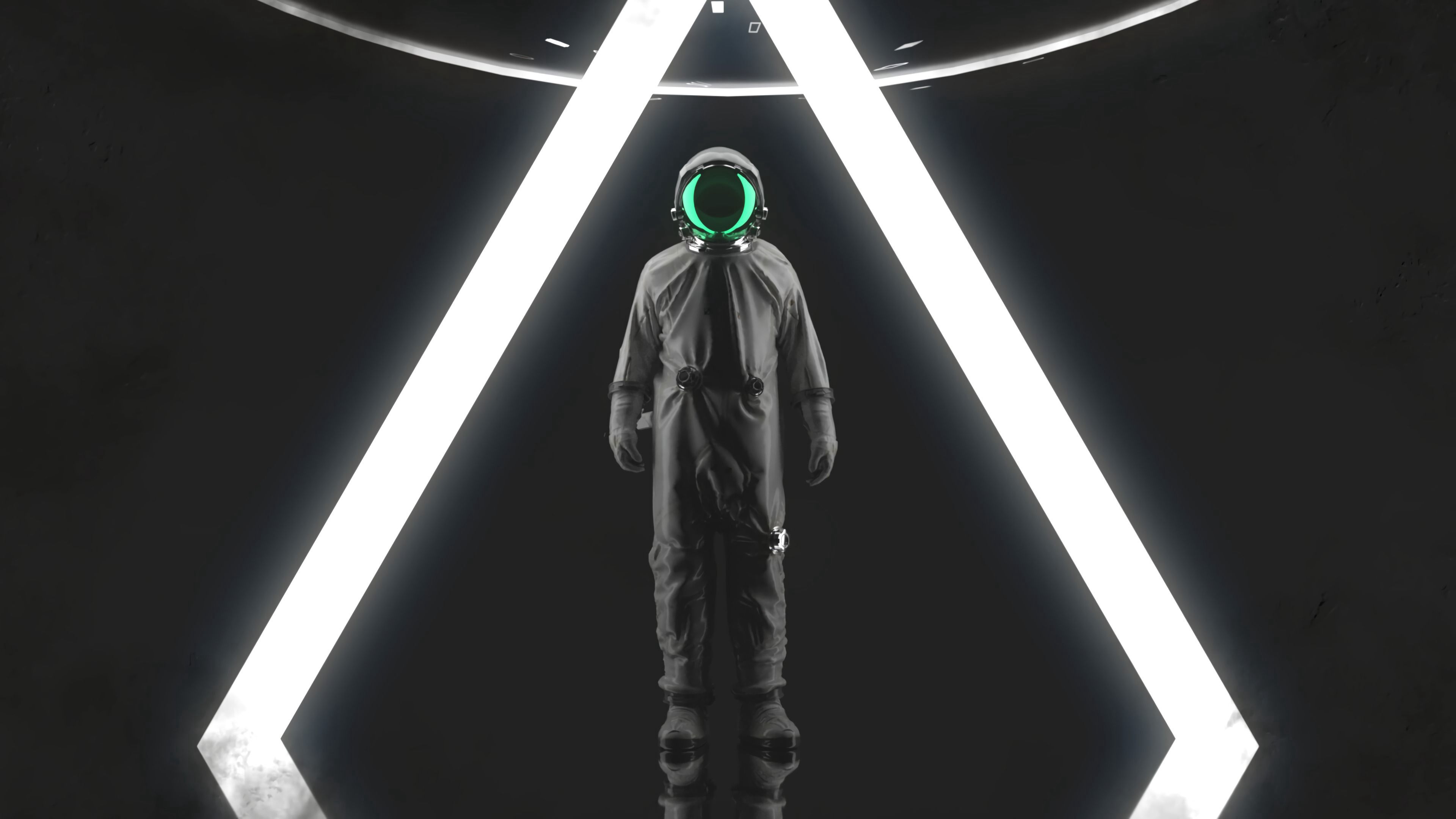 astronaut, spacesuit, triangle, 4k, HD Wallpaper