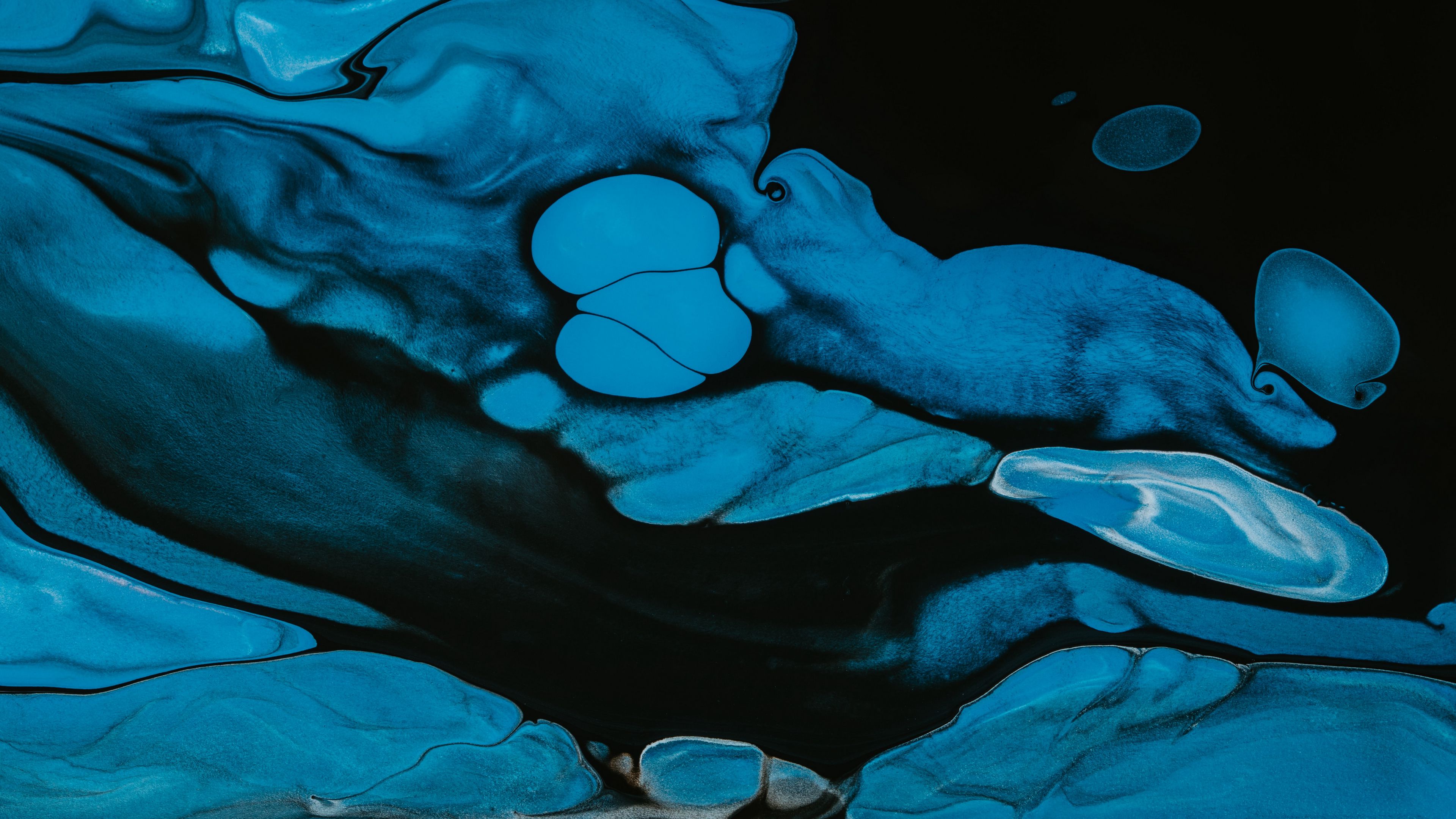 abstraction, stains, watercolor, dark, blue, 4k, HD Wallpaper