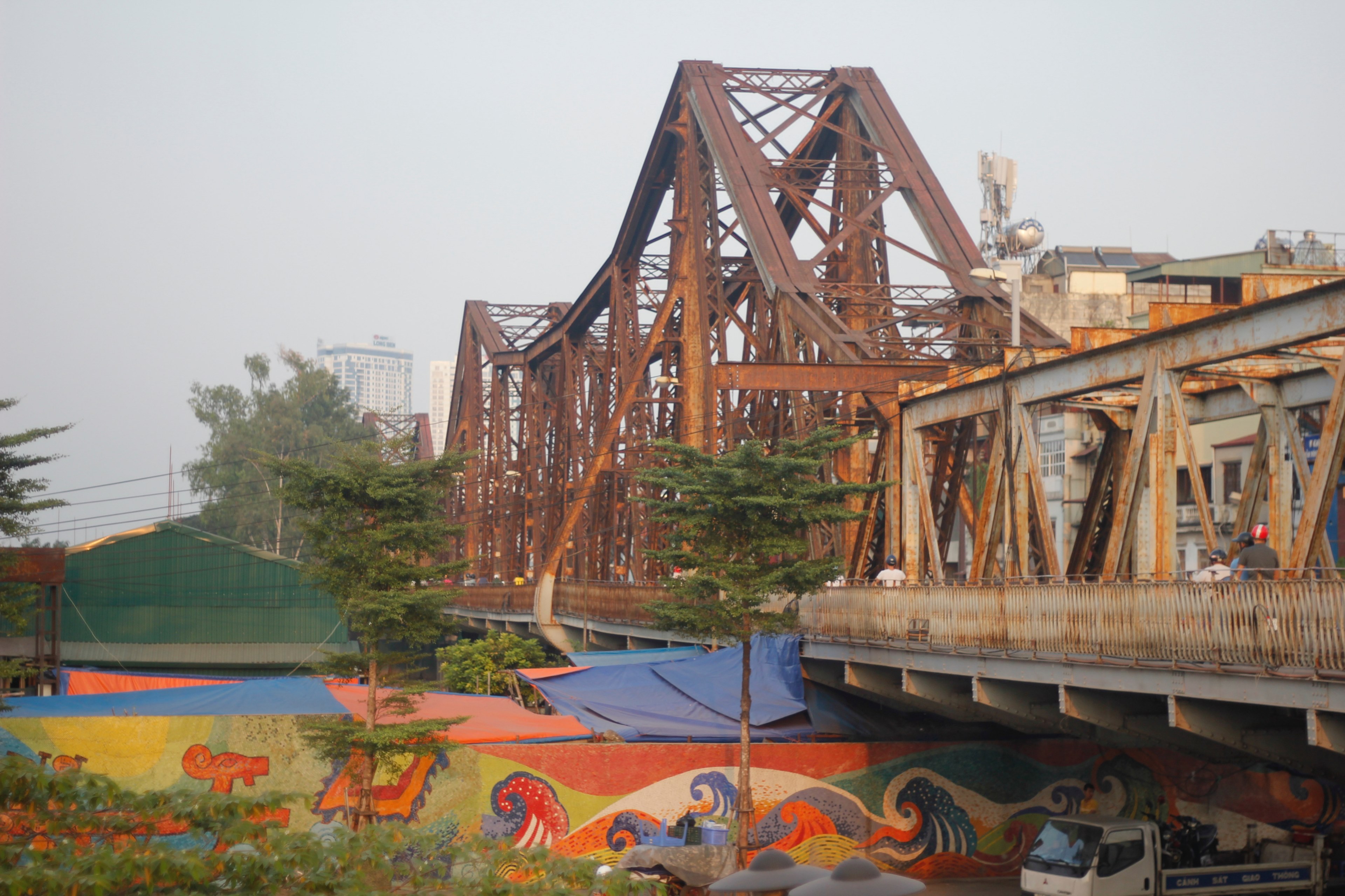 long bien bridge in ha noi viet nam 4k, HD Wallpaper
