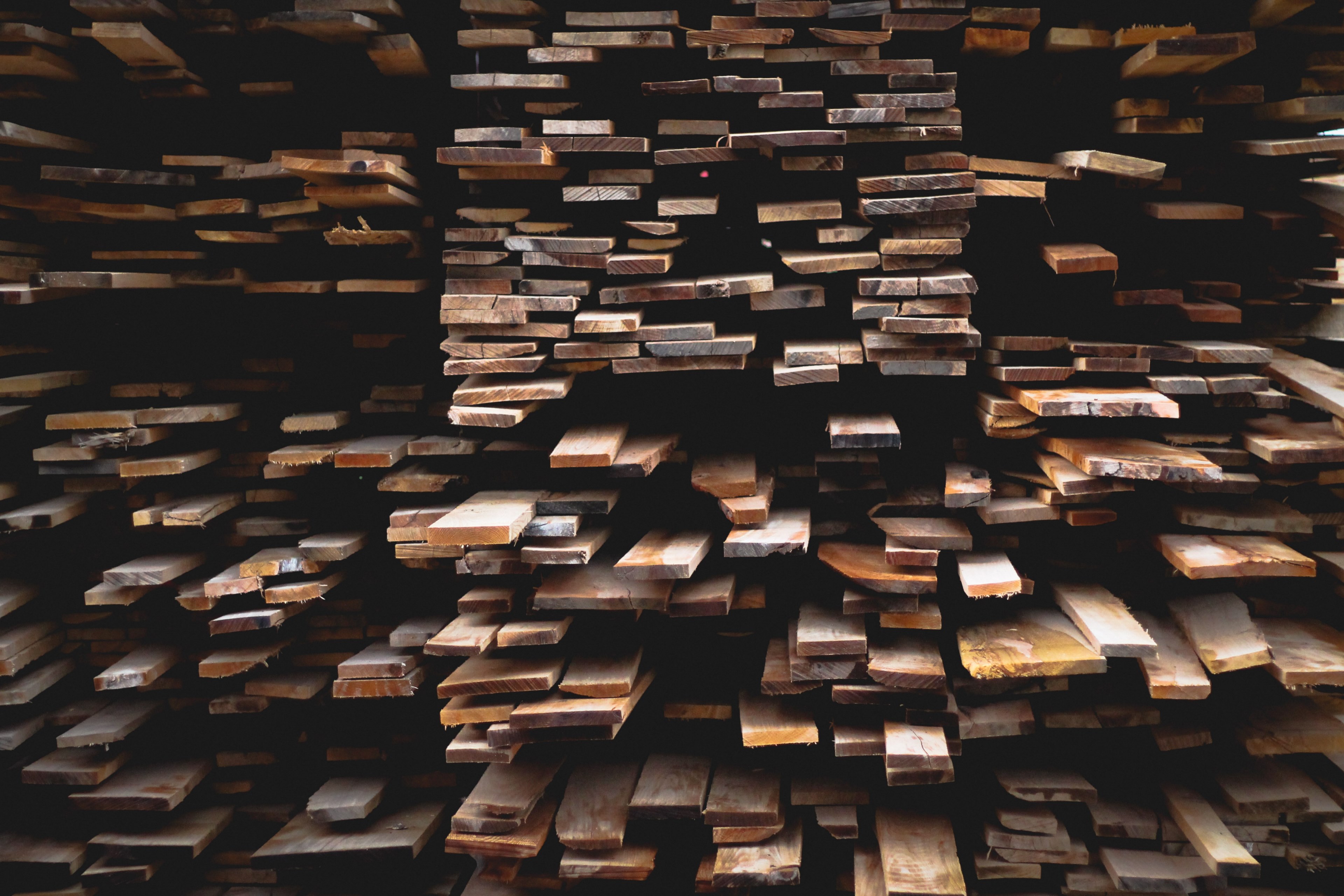 a pile of flat lumber wood stacked on each other, stacked wood planks 4k, HD Wallpaper