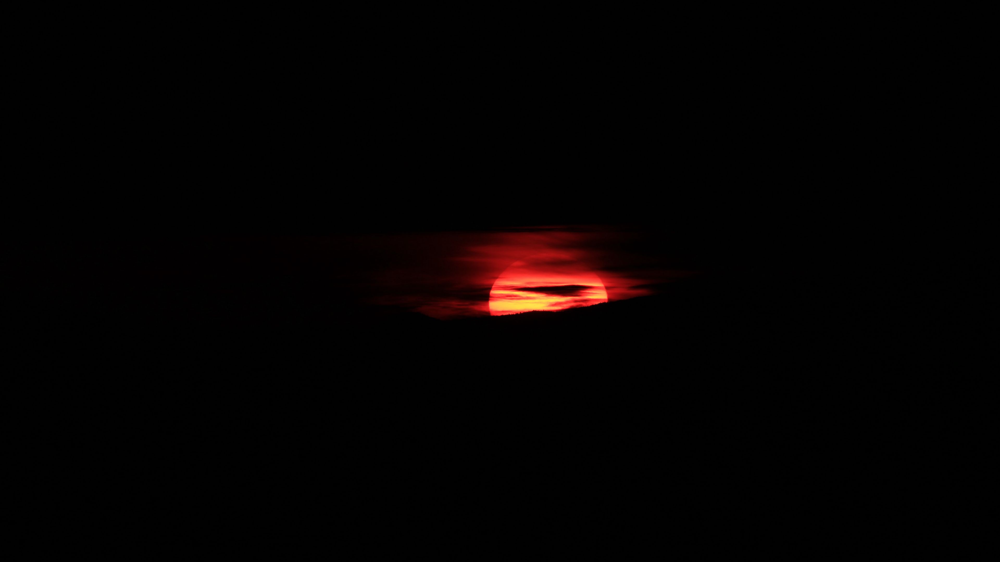 sunset, sun, black, 4k, HD Wallpaper