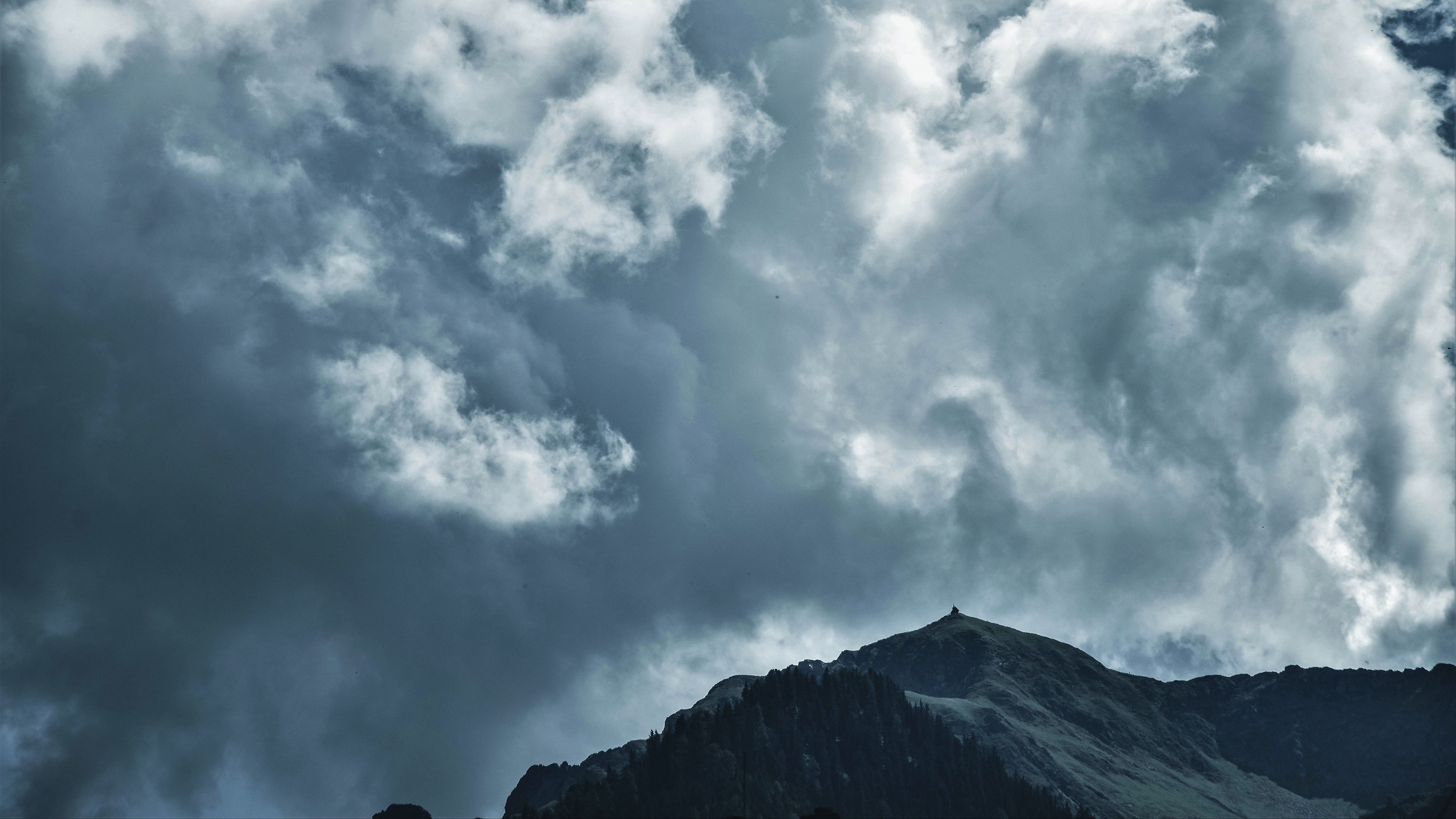 clouds, mountains, sky, 4k, HD Wallpaper