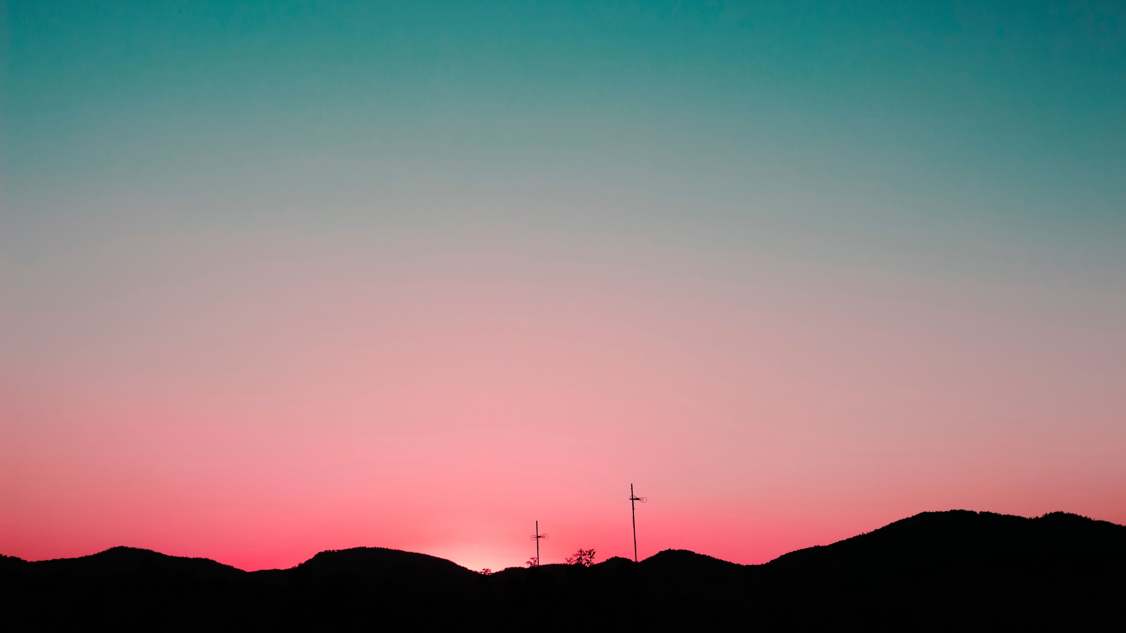 sunset, sky, hills, 4k, HD Wallpaper
