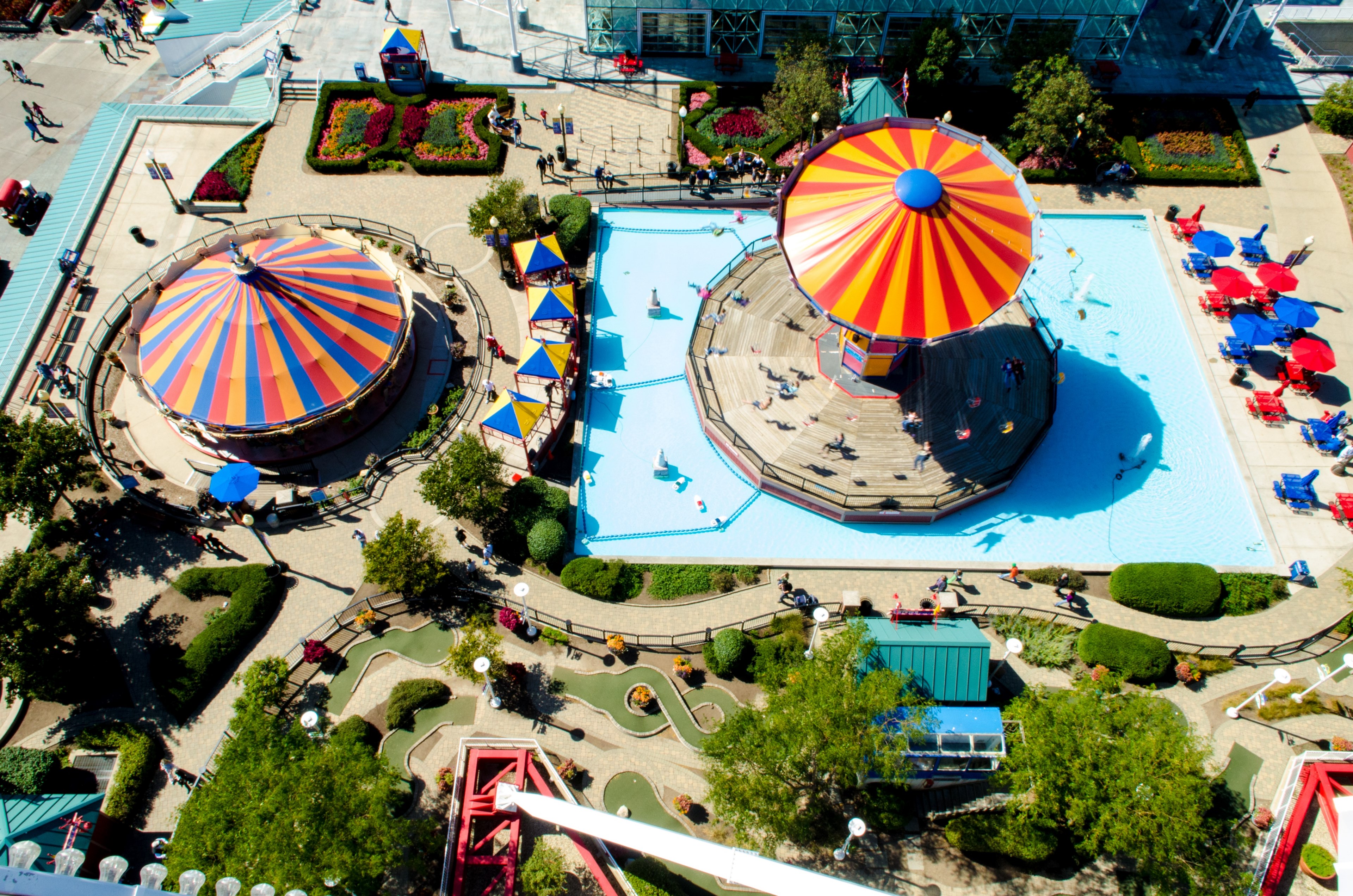 fair fairground aerial and amusement park 4k, HD Wallpaper