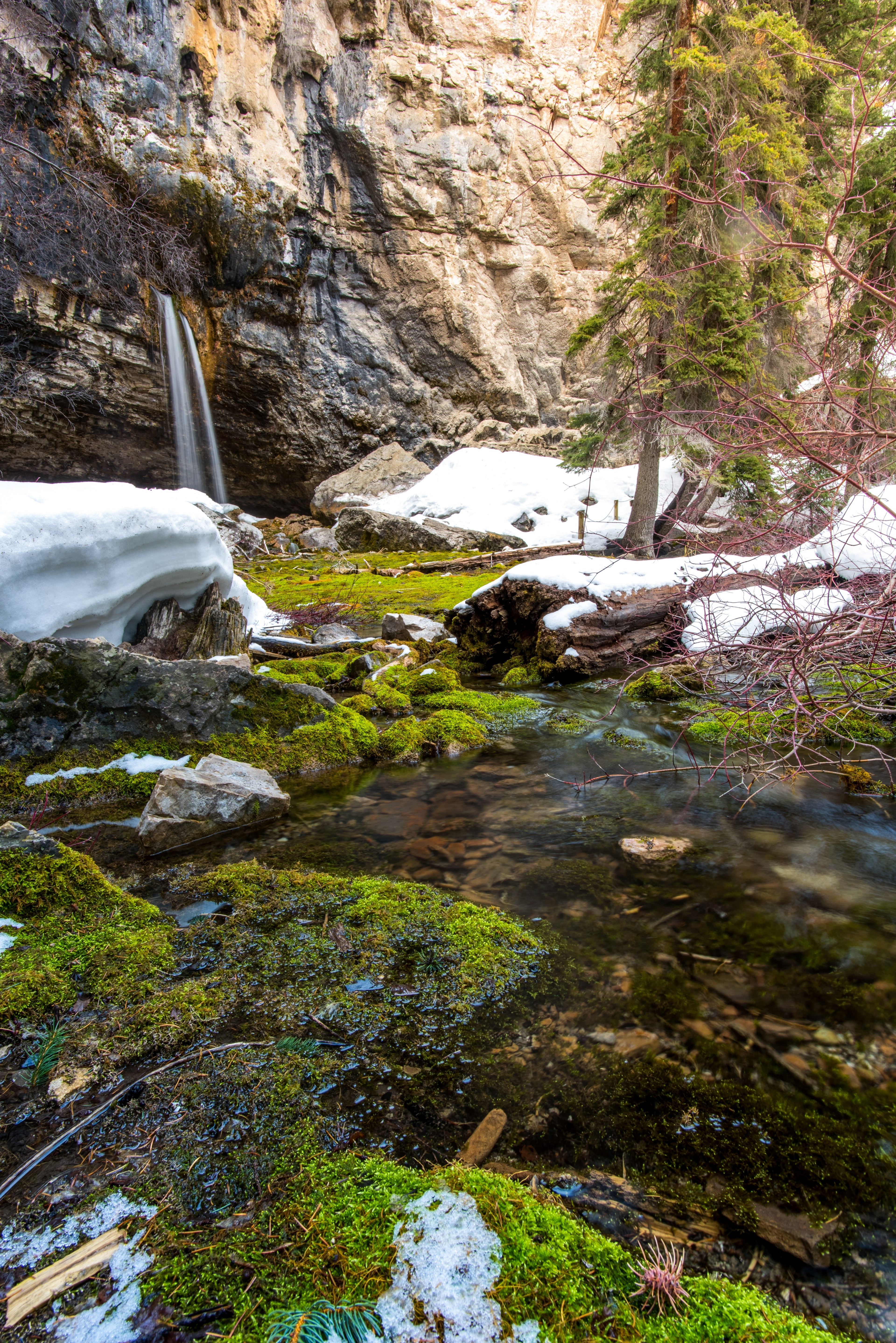 hike waterfall winter and snow hd, 4k, Phone HD Wallpaper