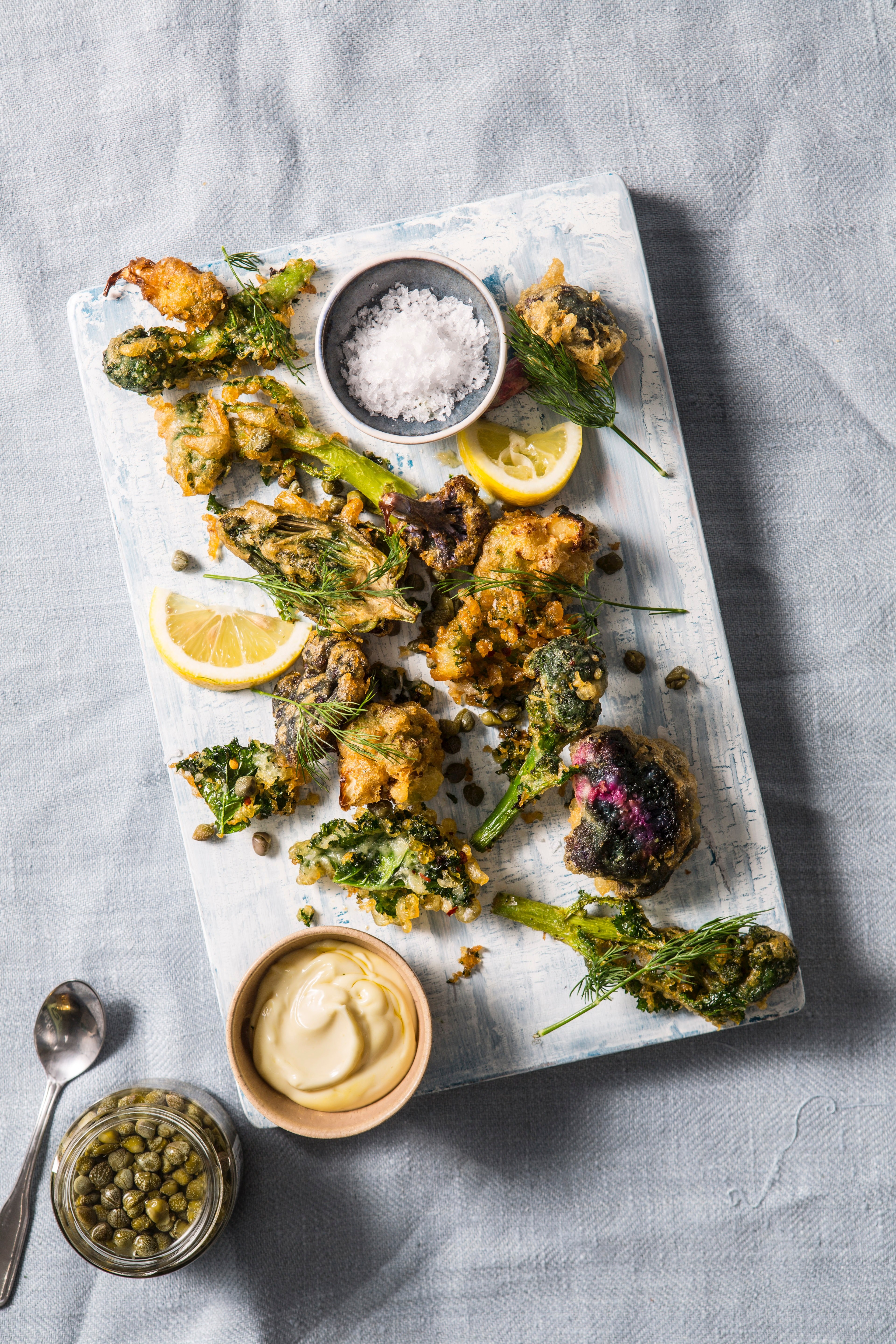 flat lay of fried vegetable fritters with broccoli kale and capers, fried fritters 4k, Phone HD Wallpaper