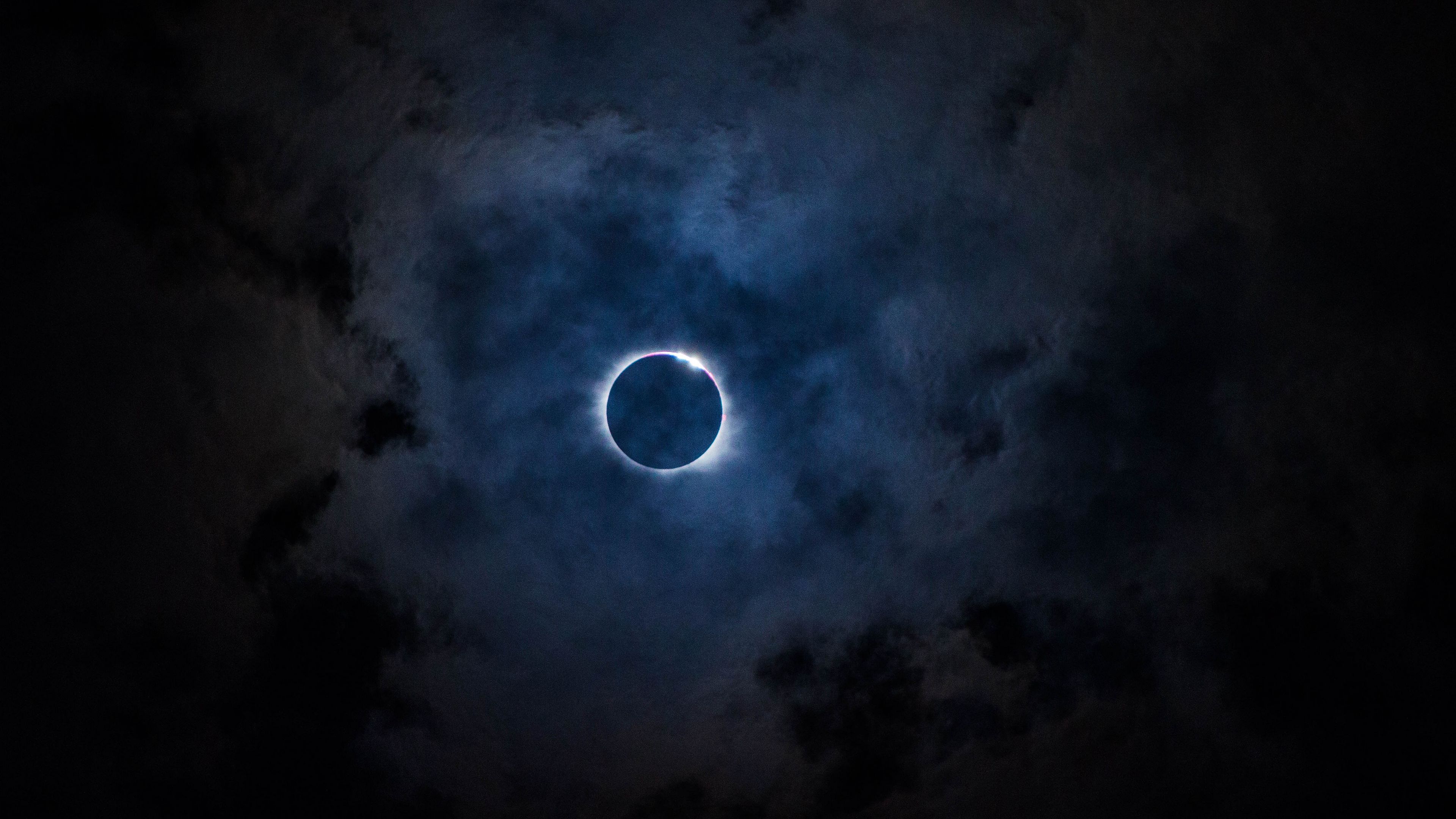 eclipse, sky, moon, clouds, 4k, HD Wallpaper