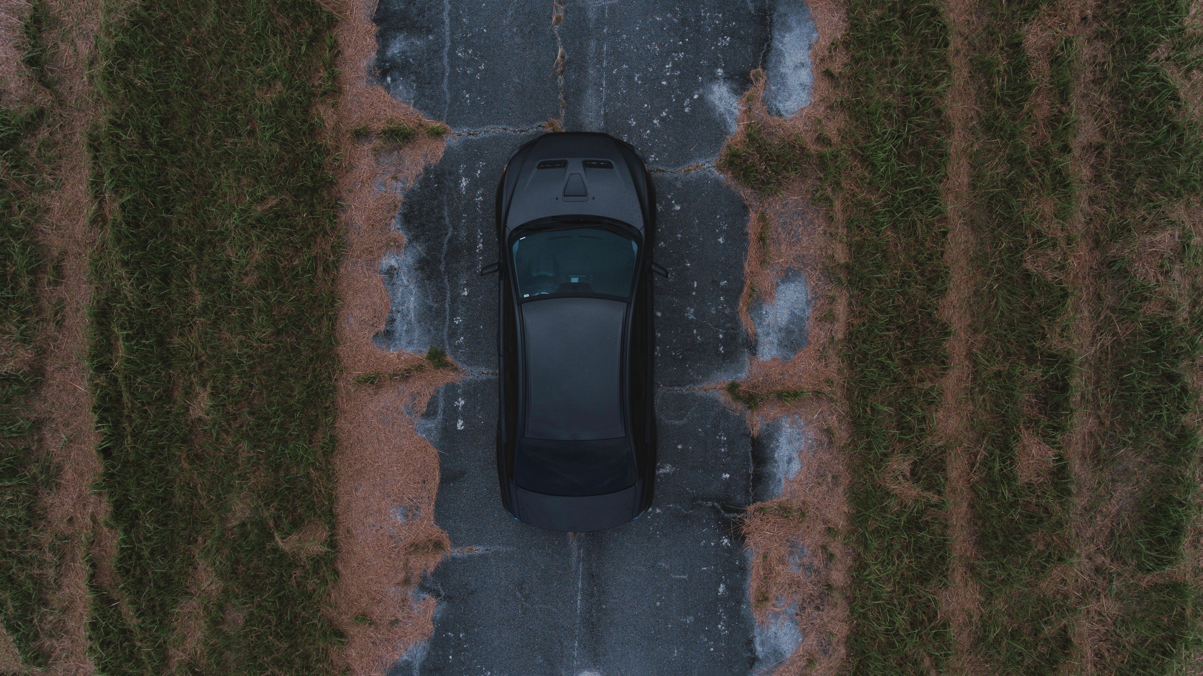 car, view from above, road, 4k, HD Wallpaper