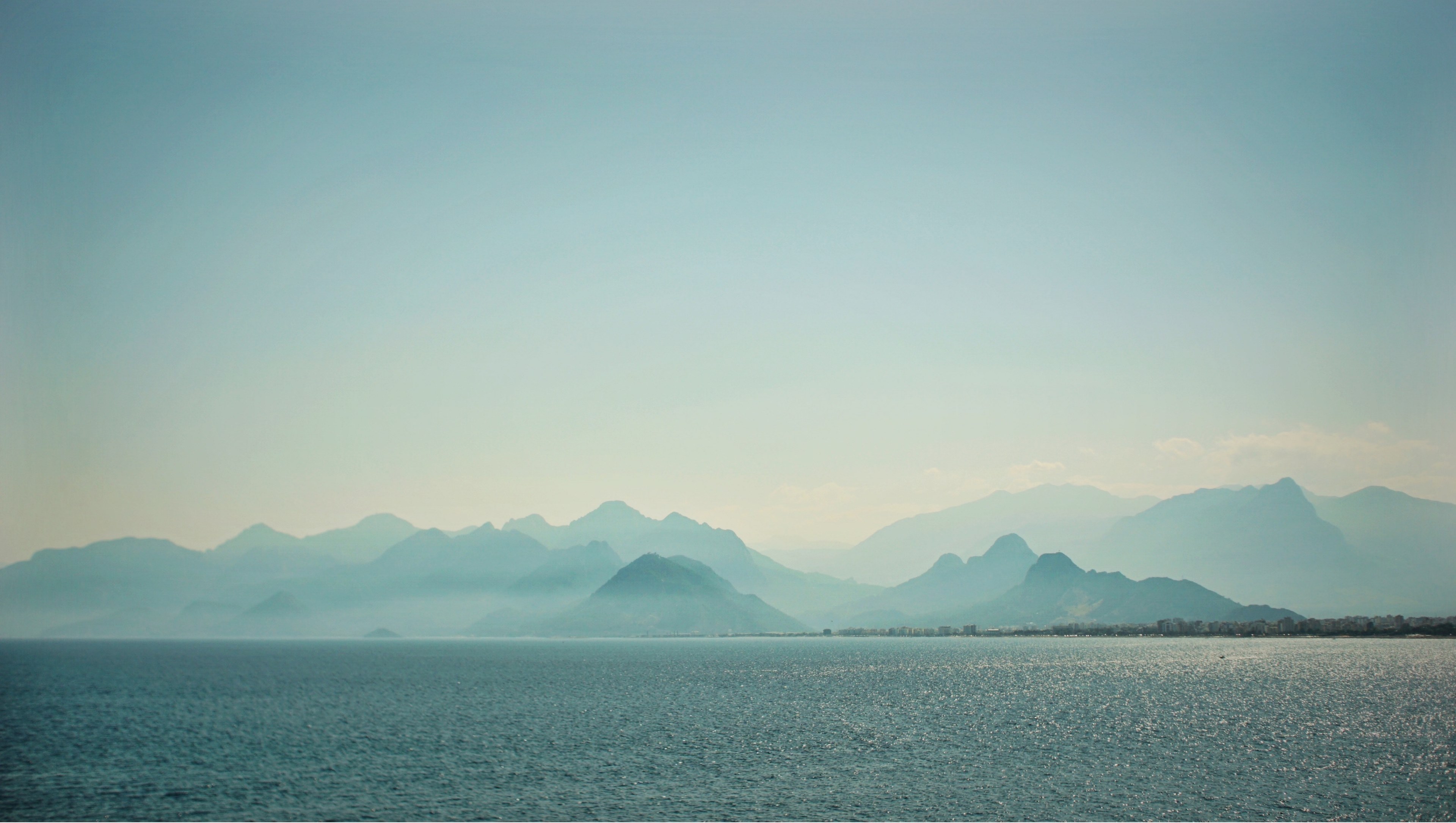 turkey mountain mediterranean and sea 4k, HD Wallpaper