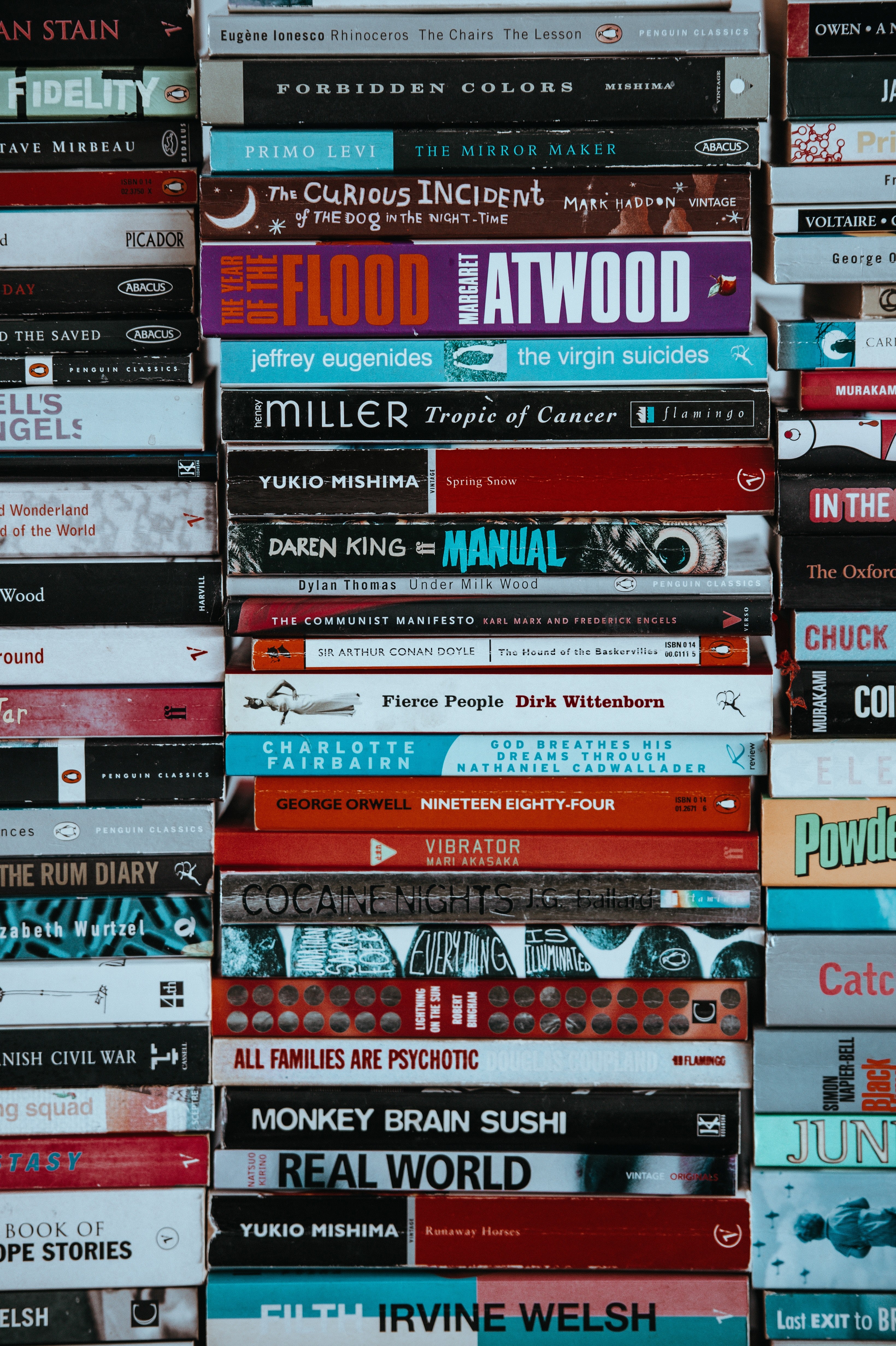 a large collection of books stacked on top of each other, portrait shot of piles of books 4k, Phone HD Wallpaper