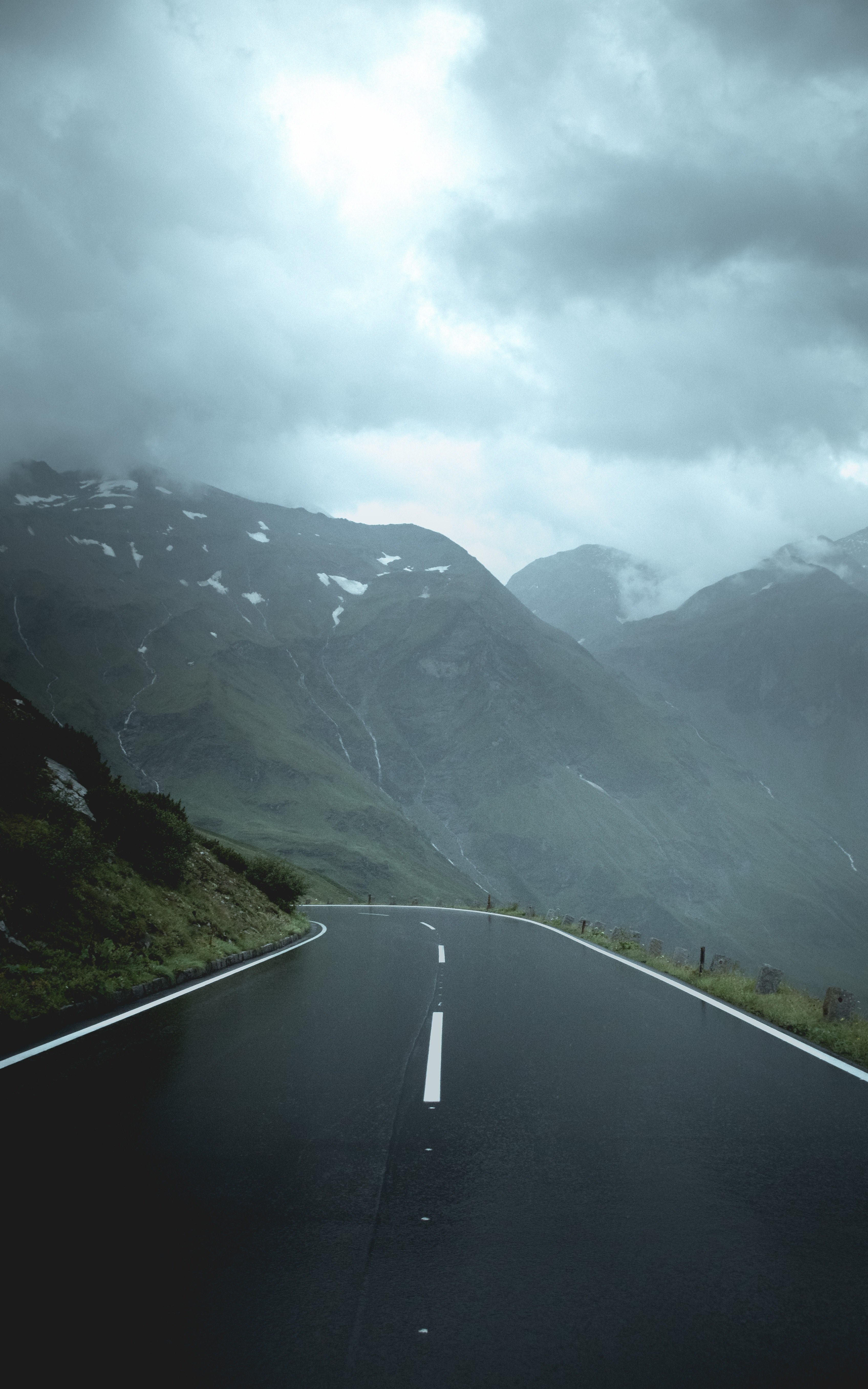 alone fog waterfall and mountain range hd, 4k, Phone HD Wallpaper