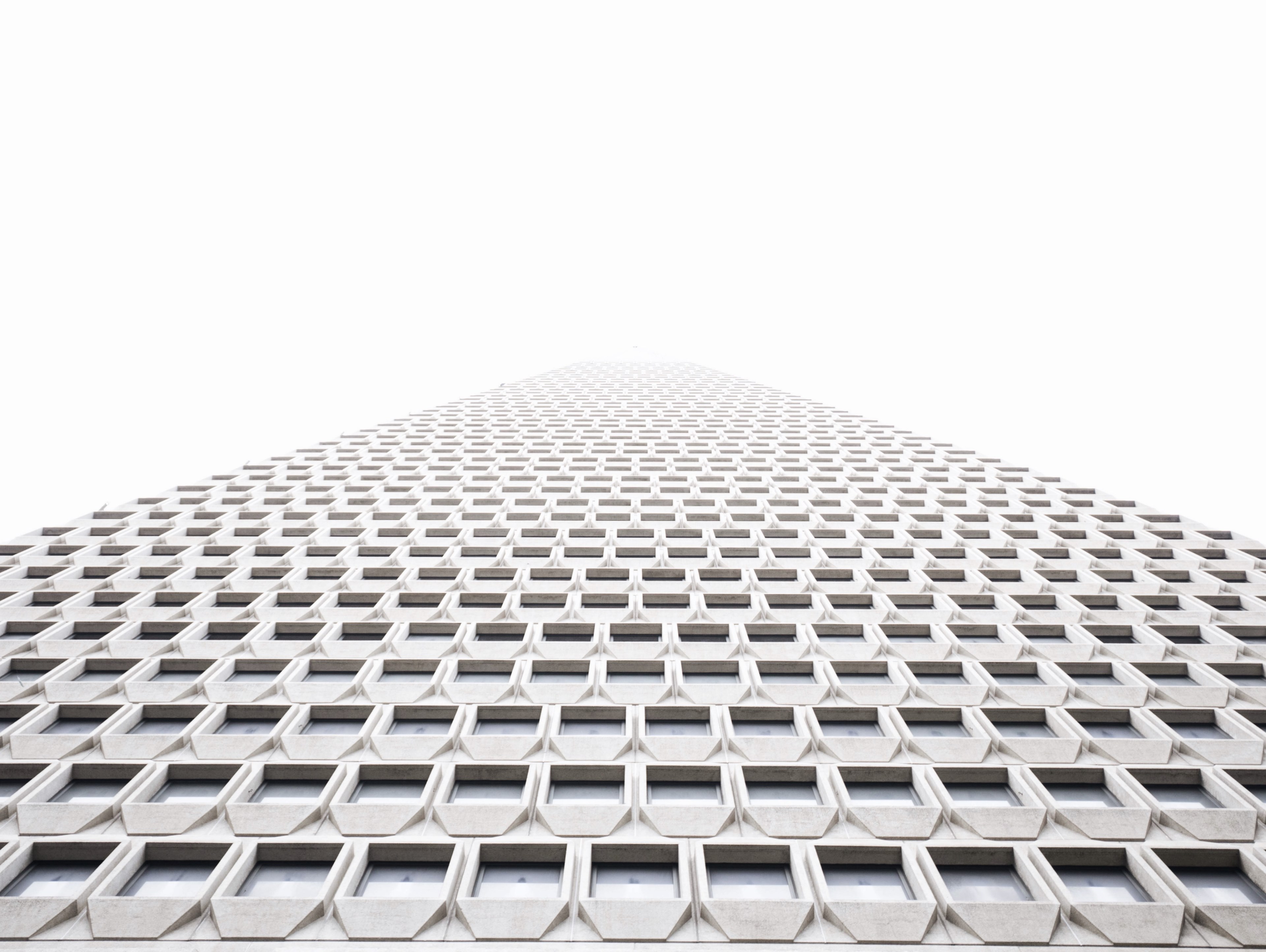 a low angle shot of a towering building with a white facade, towering white facade 4k, HD Wallpaper