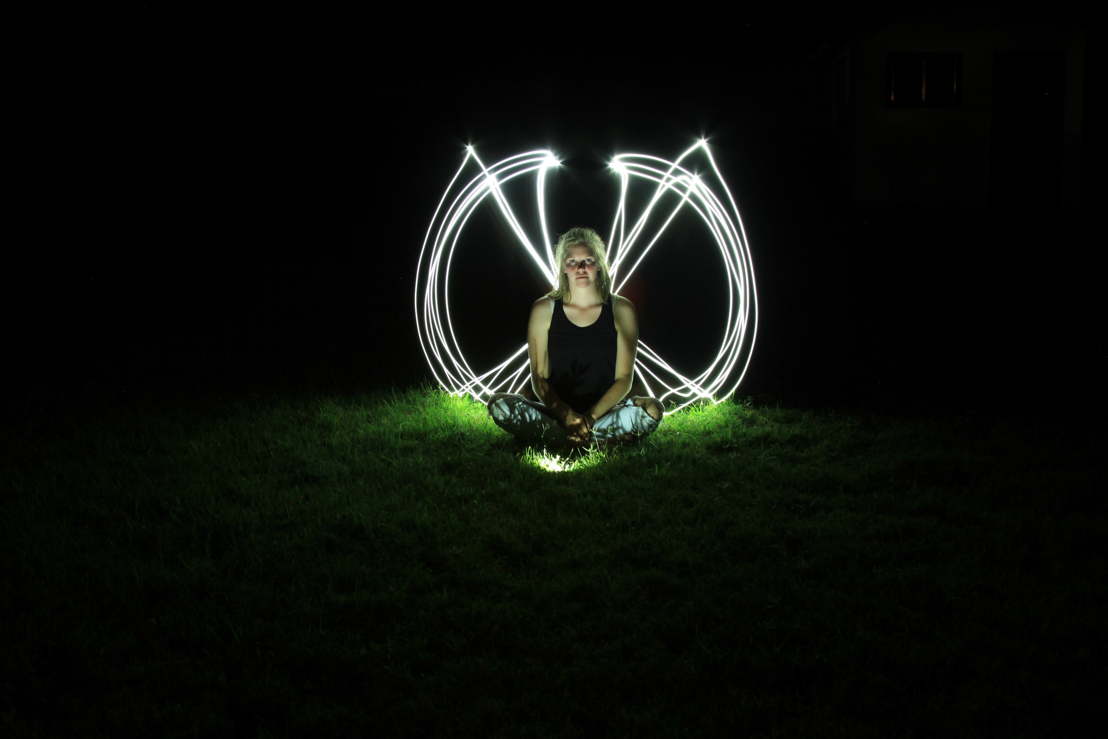 grass illuminate angel wing and long exposure 4k, HD Wallpaper