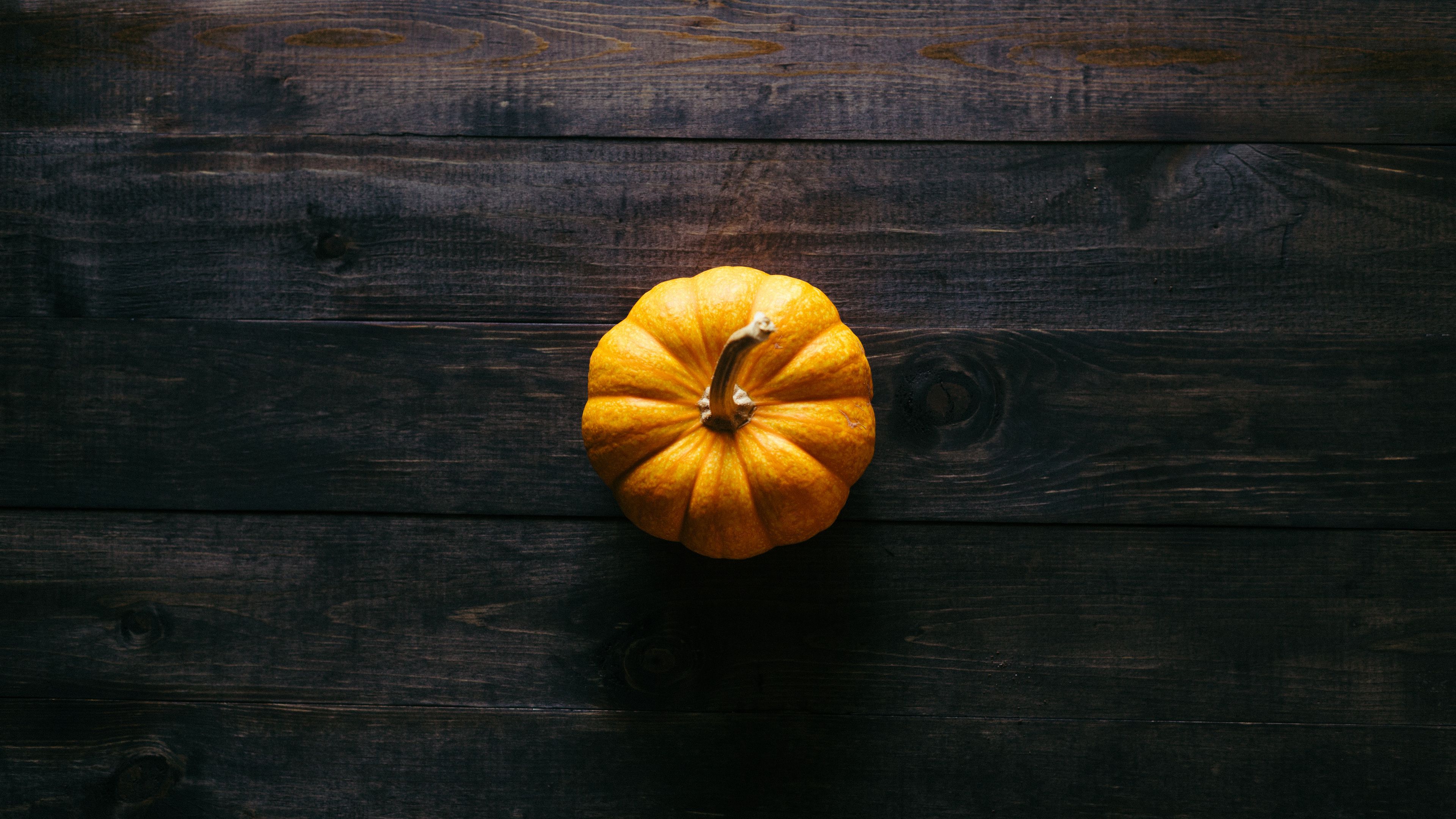 pumpkin, floor, wooden, shadow, 4k, HD Wallpaper