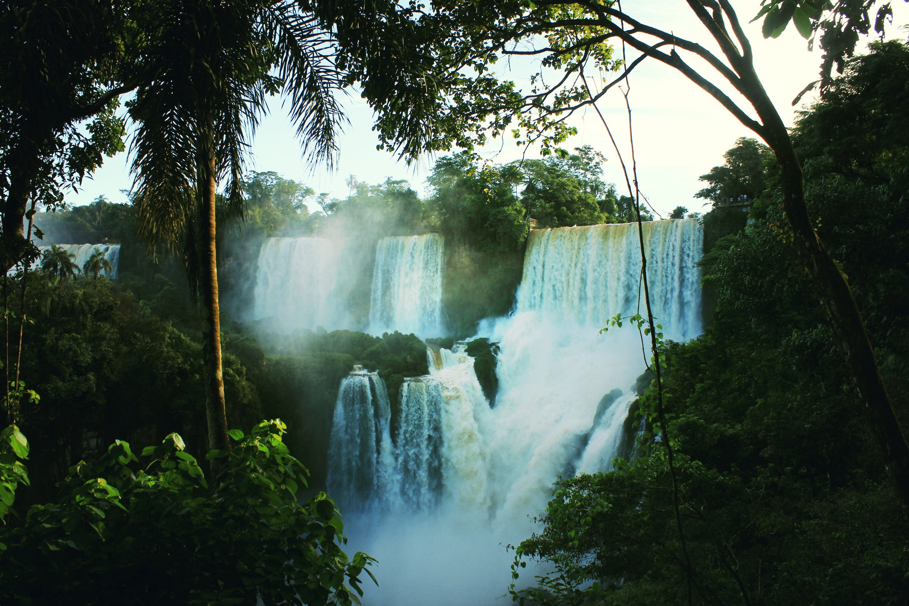 several waterfalls cascading down in a tropical forest, cascading waterfalls in jungle 4k, HD Wallpaper
