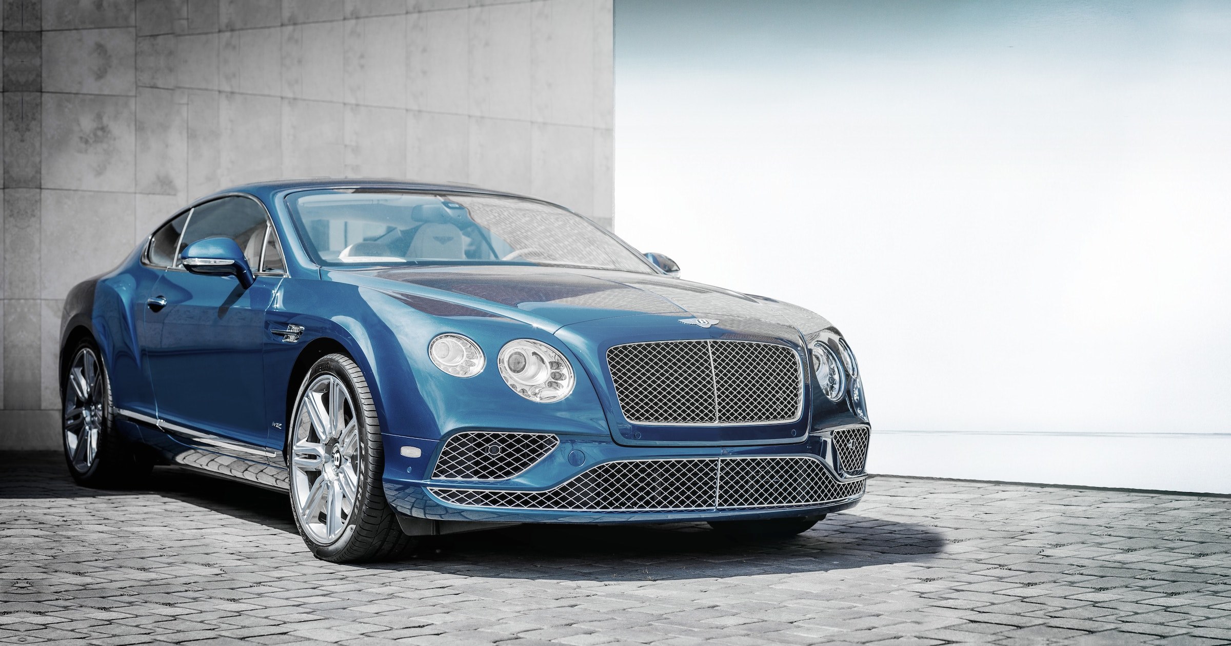 luxury blue bentley car parked on a gray street, luxury automobile 4k, HD Wallpaper