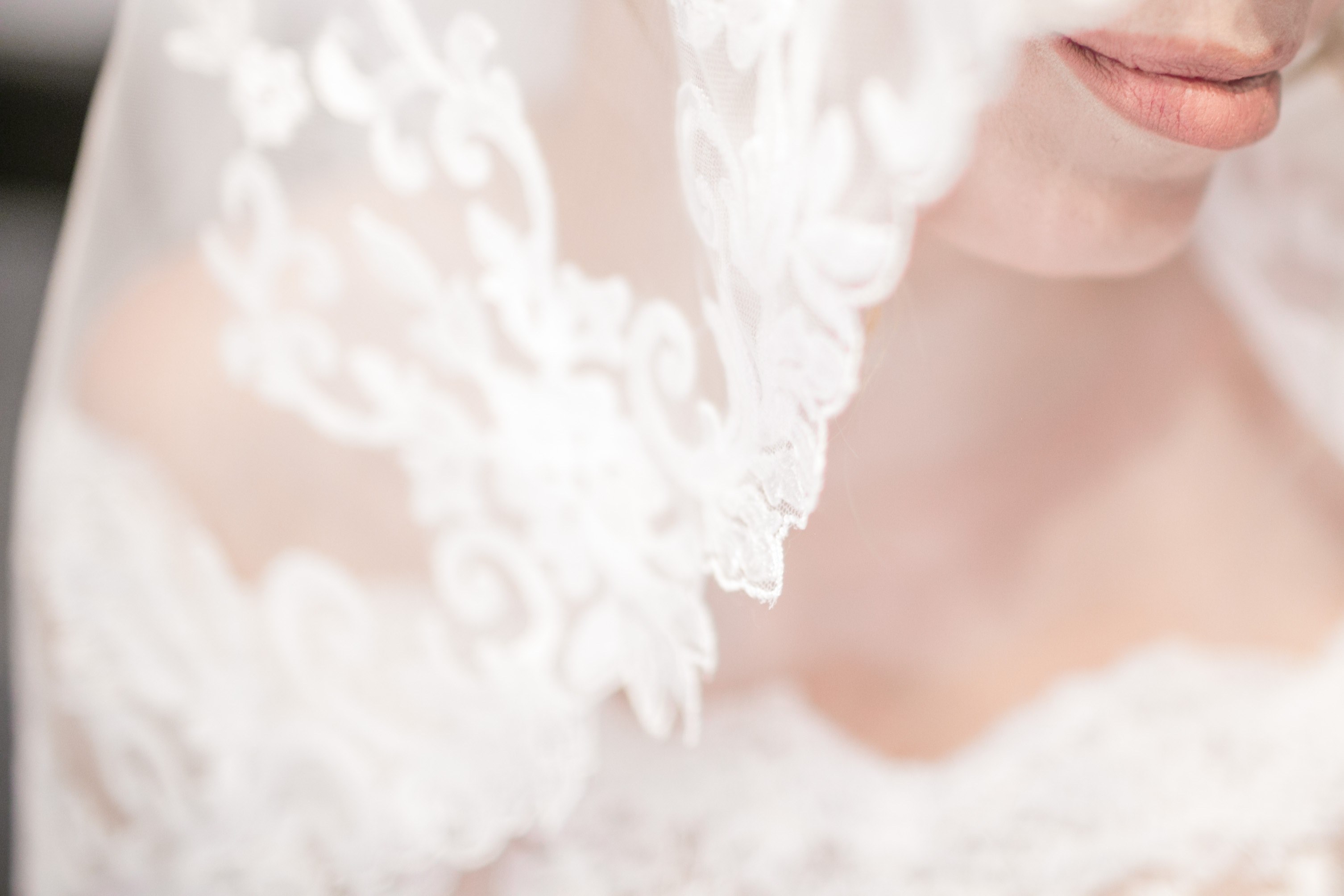 brides lace veil and nude lips along with her strapless wedding dress, wedding veil and lips 4k, HD Wallpaper