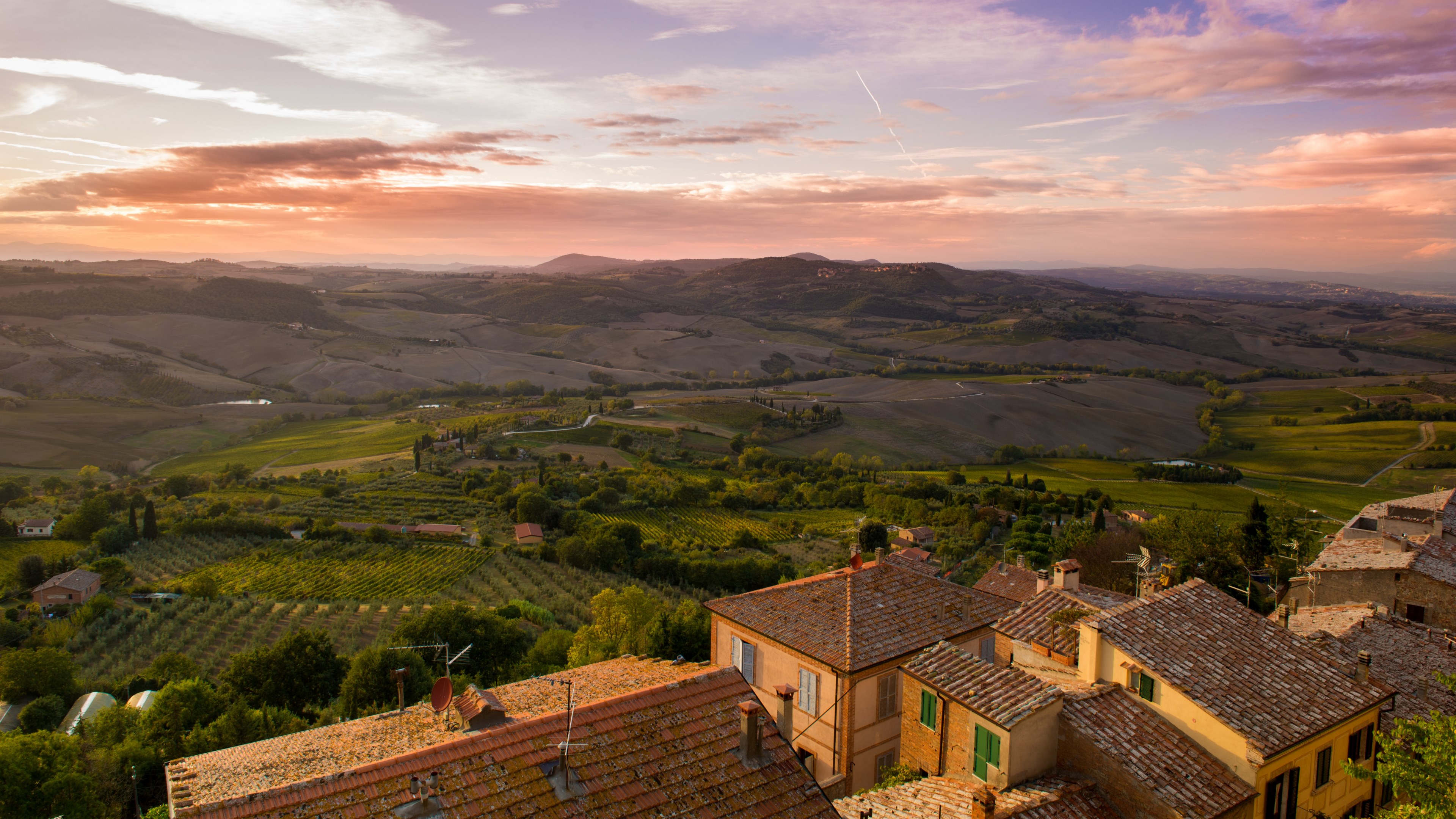 a drone shot of a small village and rolling hills, _european village 4k, HD Wallpaper