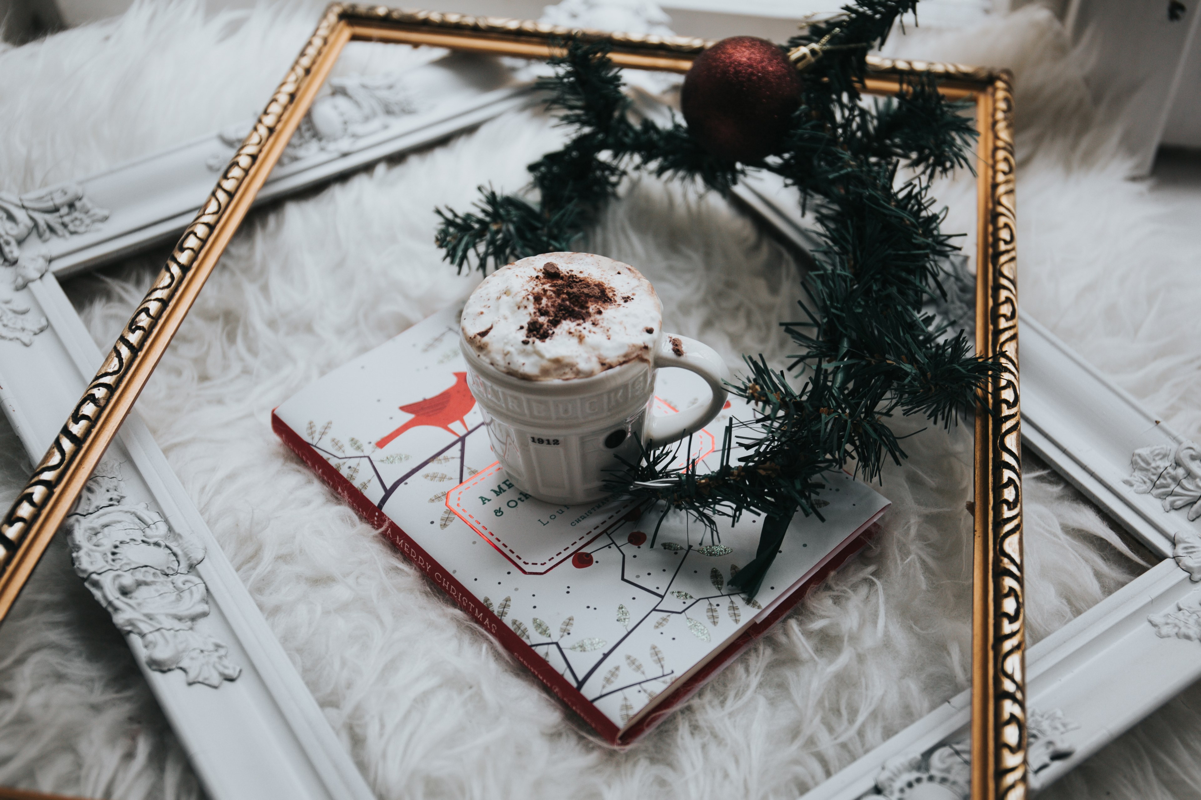 book christmas festive and frame 4k, HD Wallpaper