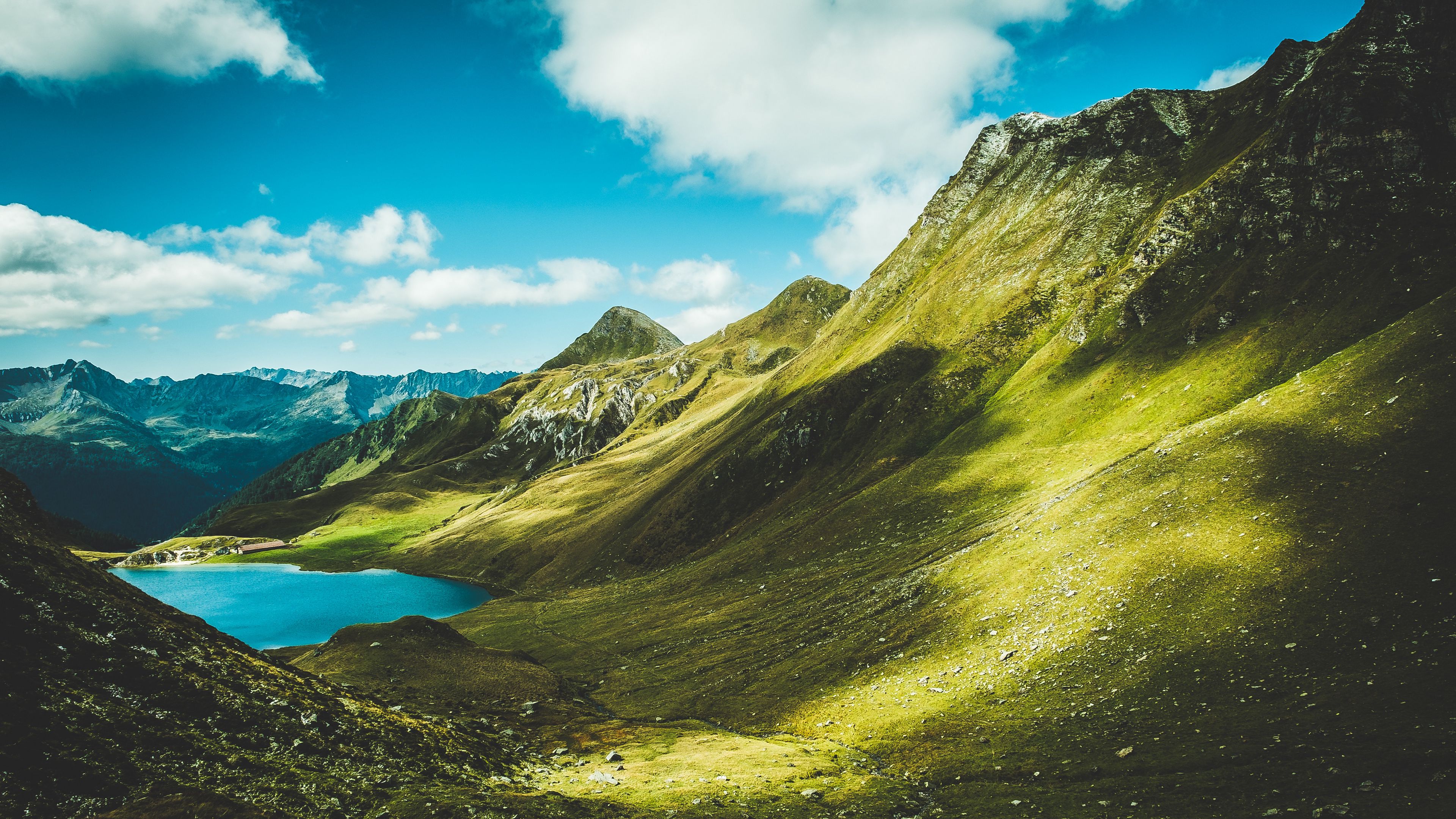 mountains, grass, summer, 4k, HD Wallpaper