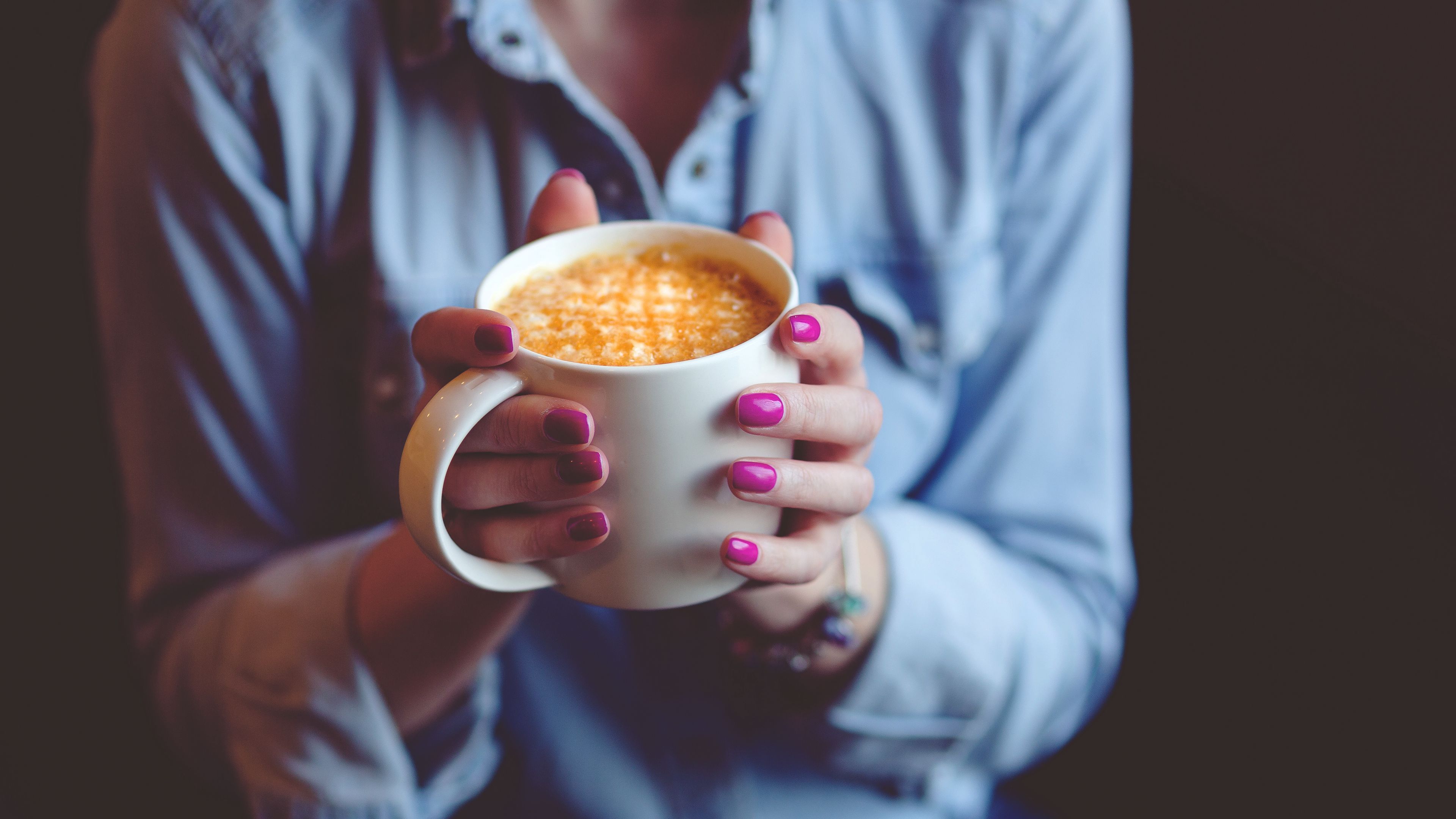 coffee, hands, cup, manicure, 4k, HD Wallpaper