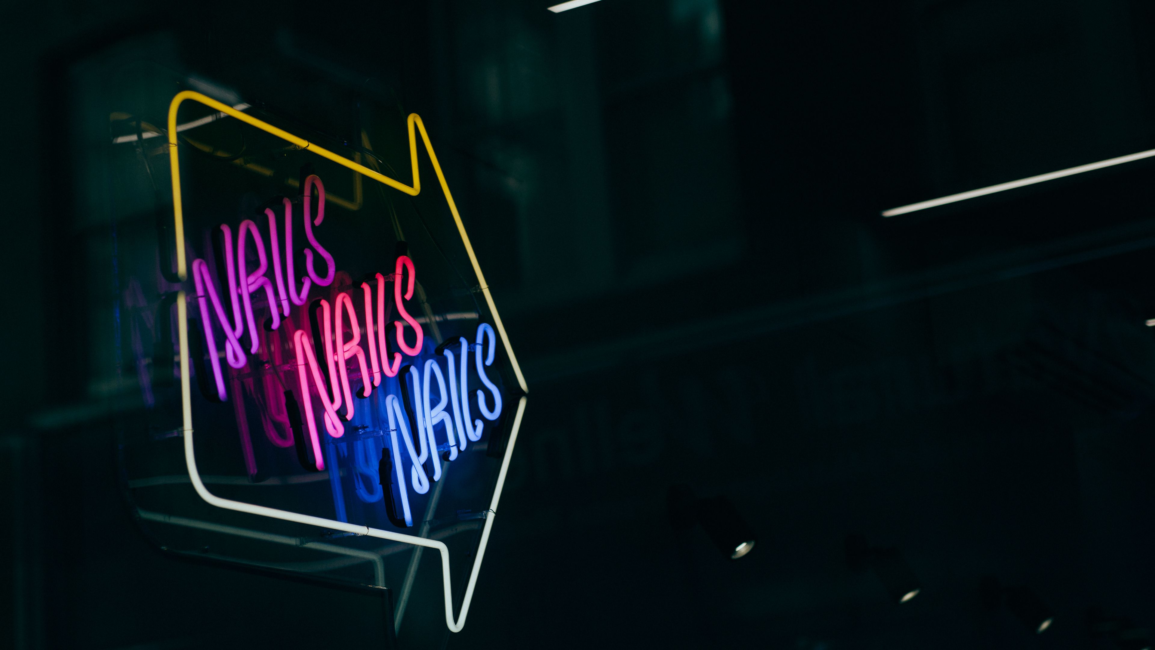 signboard, arrow, backlight, 4k, HD Wallpaper