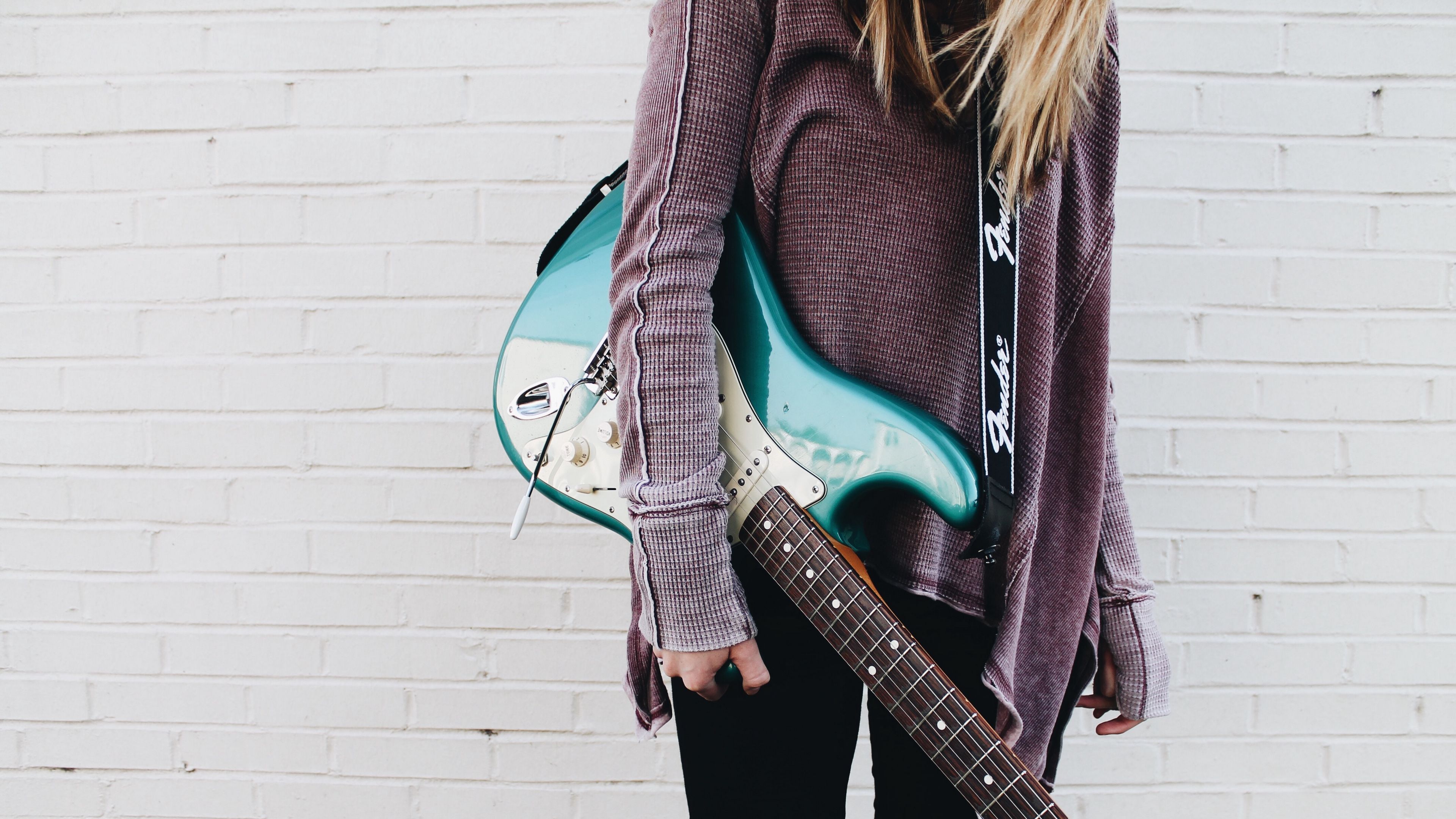 guitar, musician, girl, musical instrument, 4k, HD Wallpaper