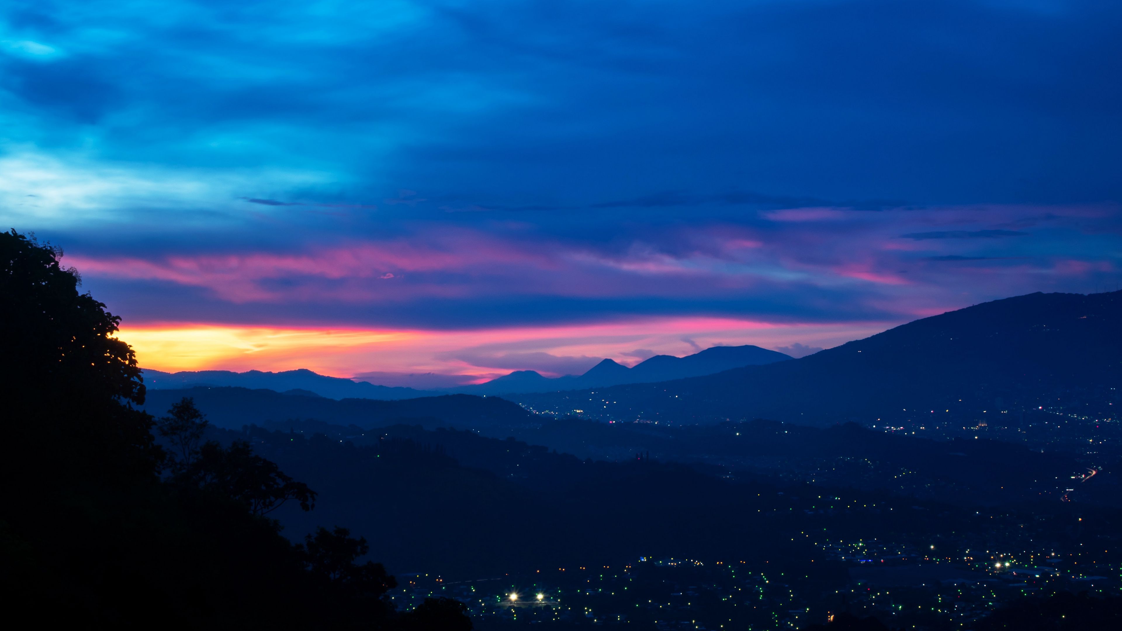 mountains, night, sky, 4k, HD Wallpaper