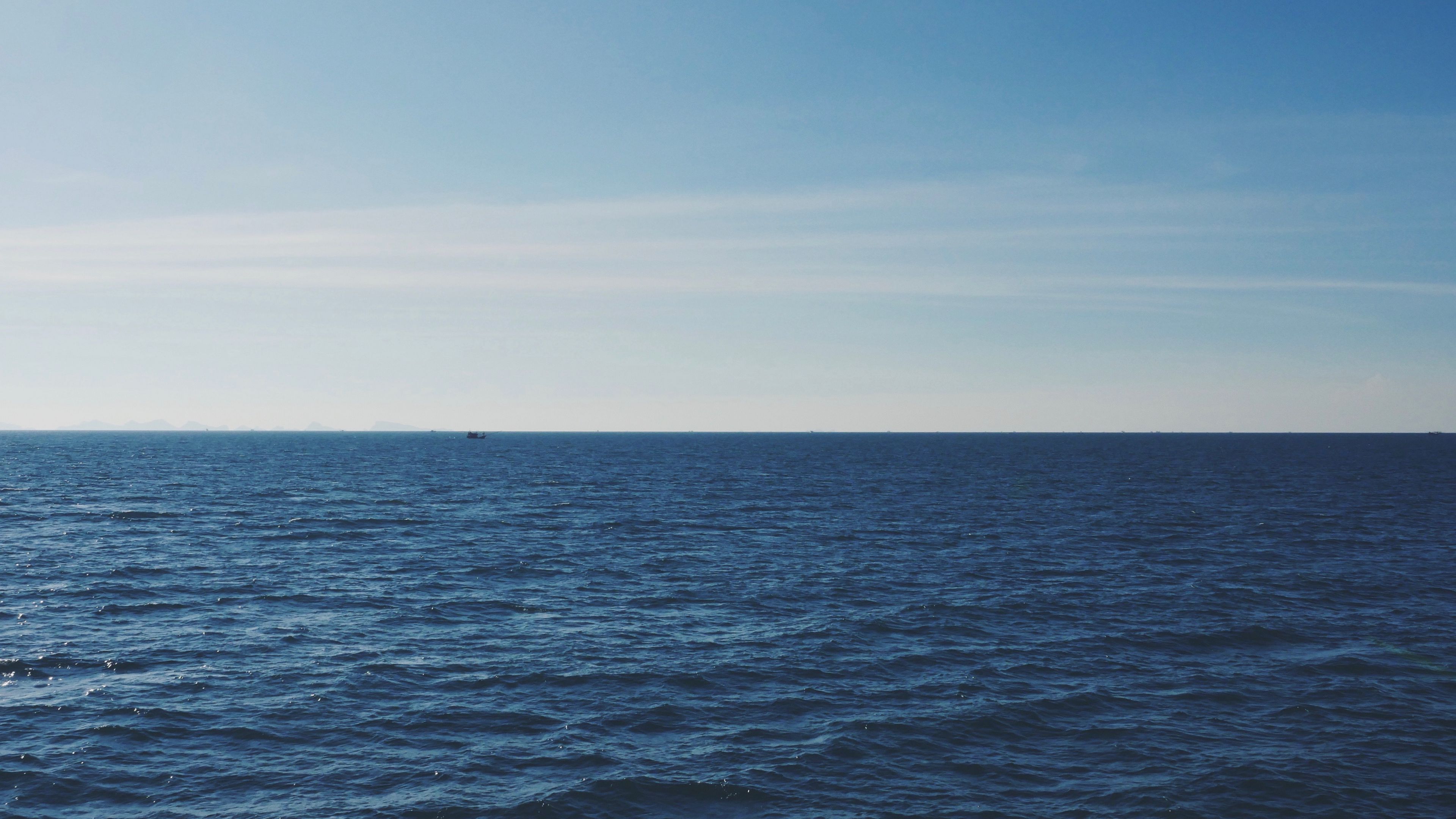 sea, horizon, sky, 4k, HD Wallpaper