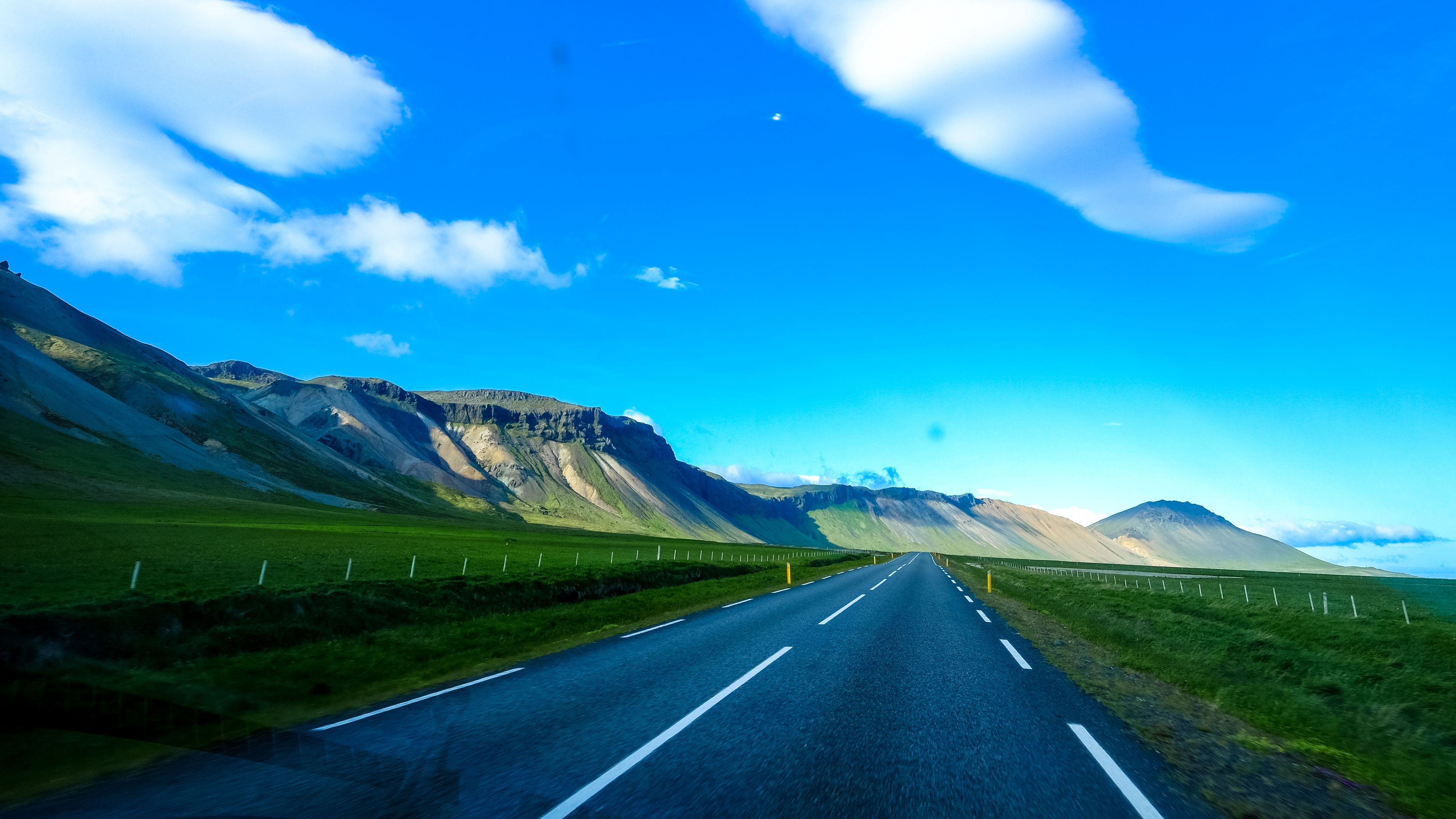 road, marking, mountains, sky, 4k, HD Wallpaper