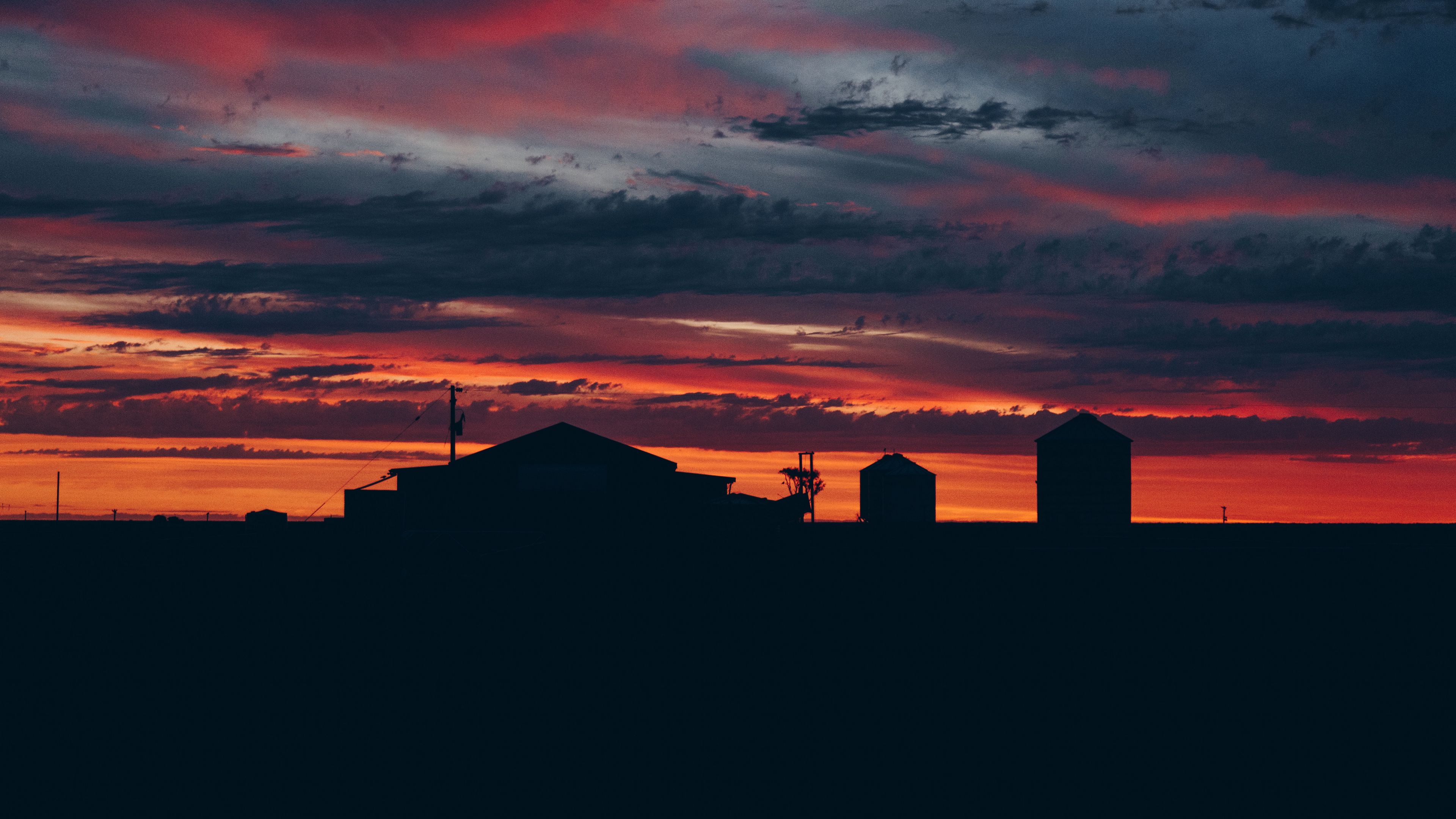 sky, sunset, building, cloudy, clouds, 4k, HD Wallpaper