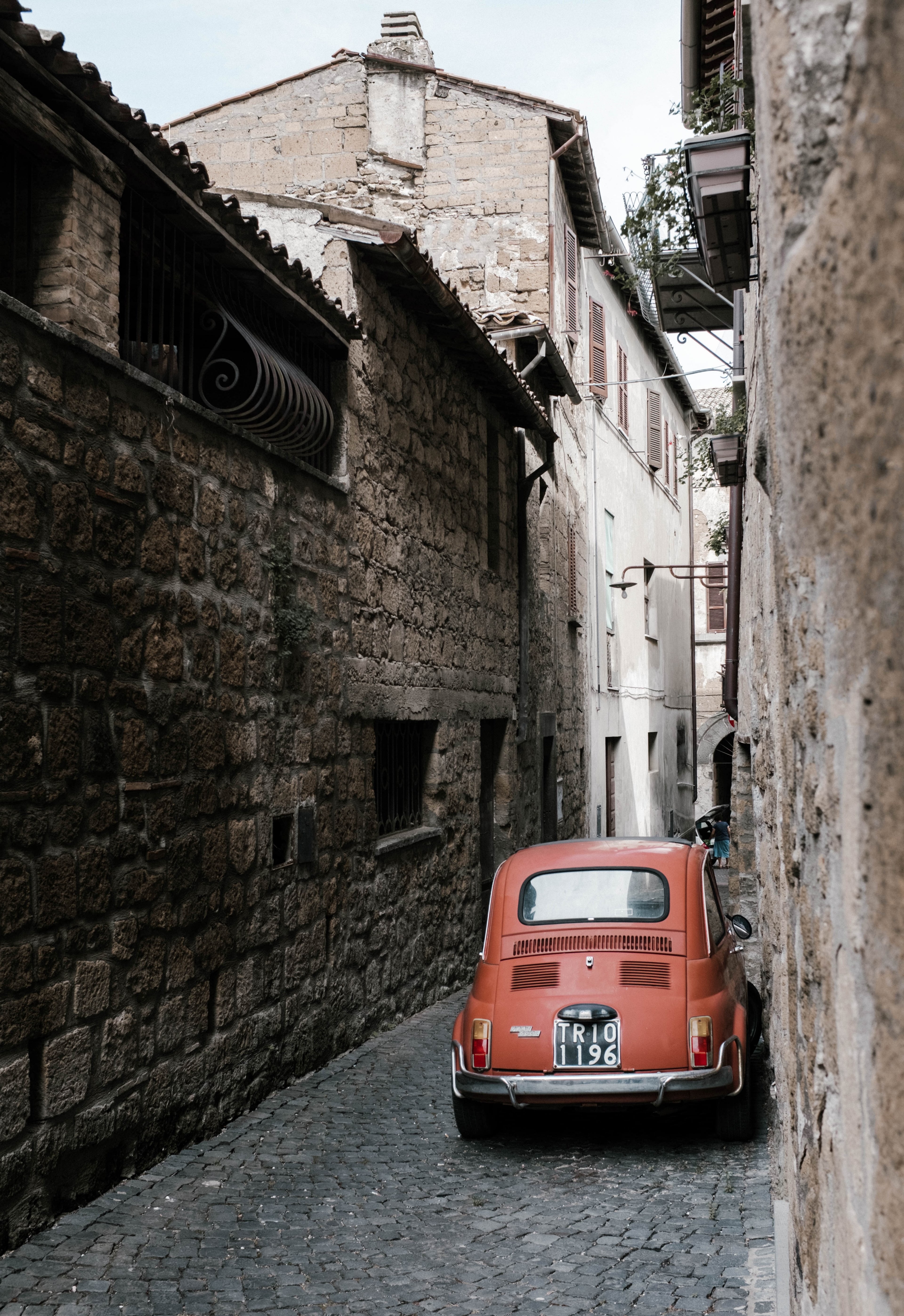 alley cobblestone parked car and car hd, 4k, Phone HD Wallpaper