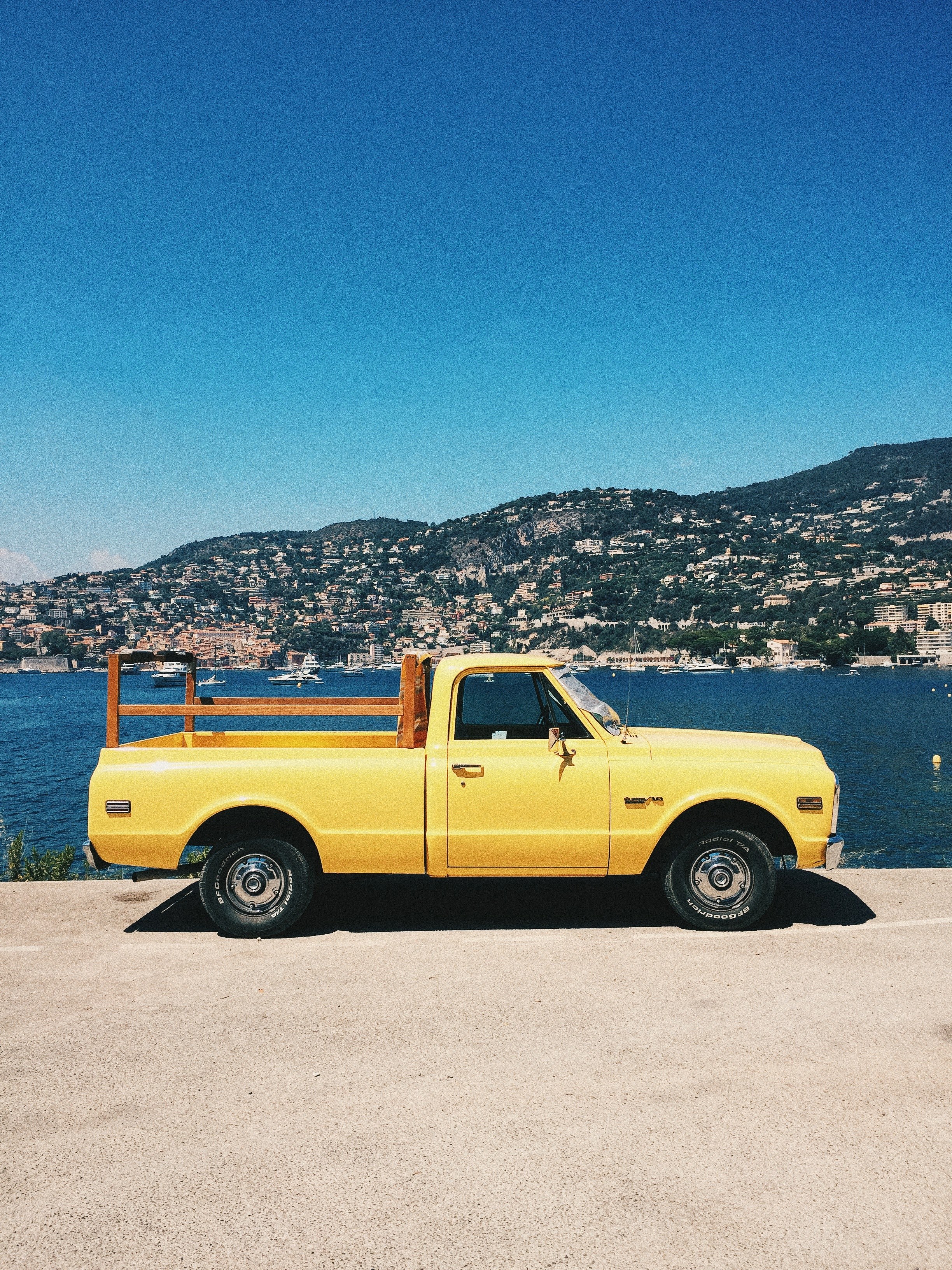 automobile truck landscape and sea hd, 4k, Phone HD Wallpaper