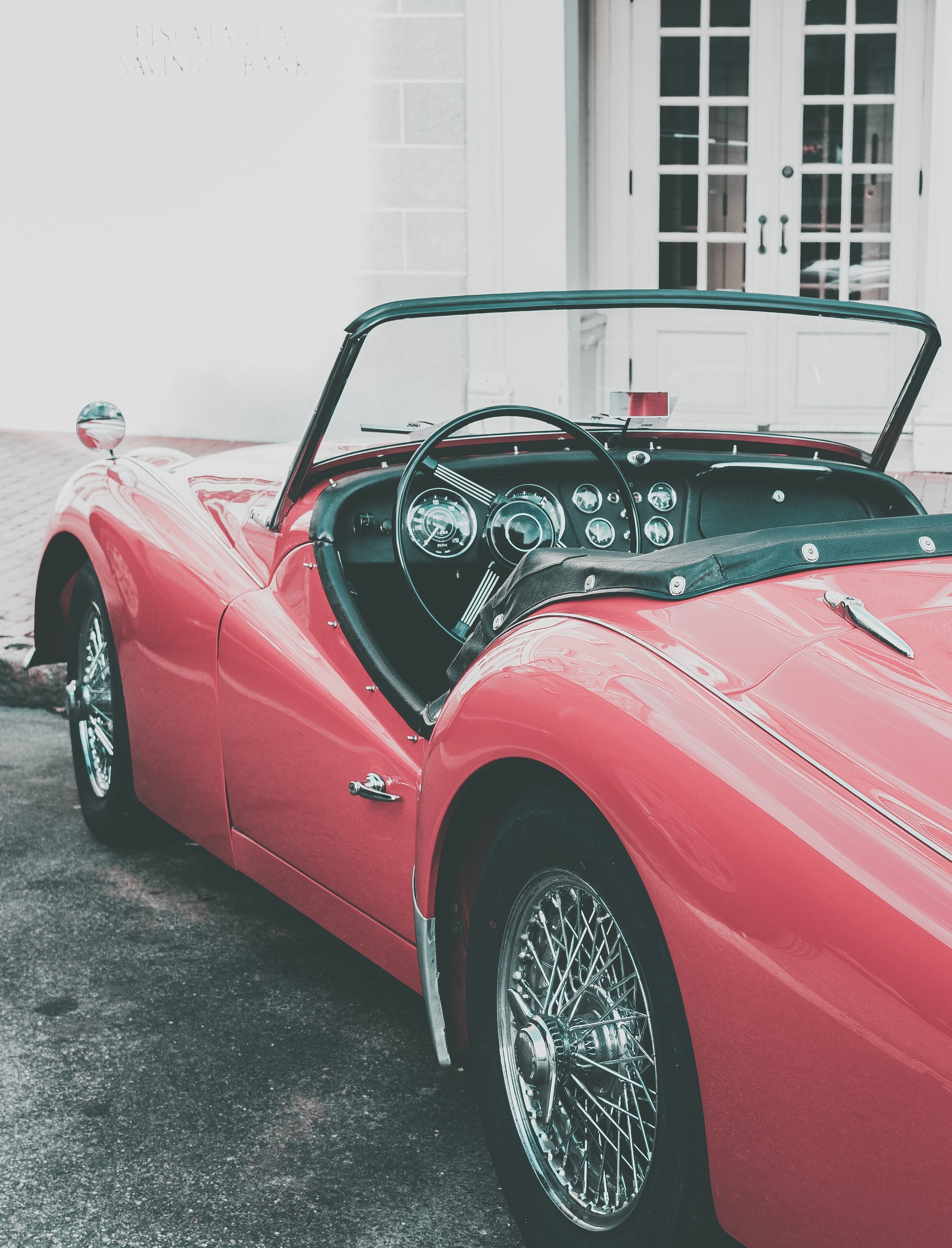 a red convertible parked outside, _parked for the ages 4k, Phone HD Wallpaper