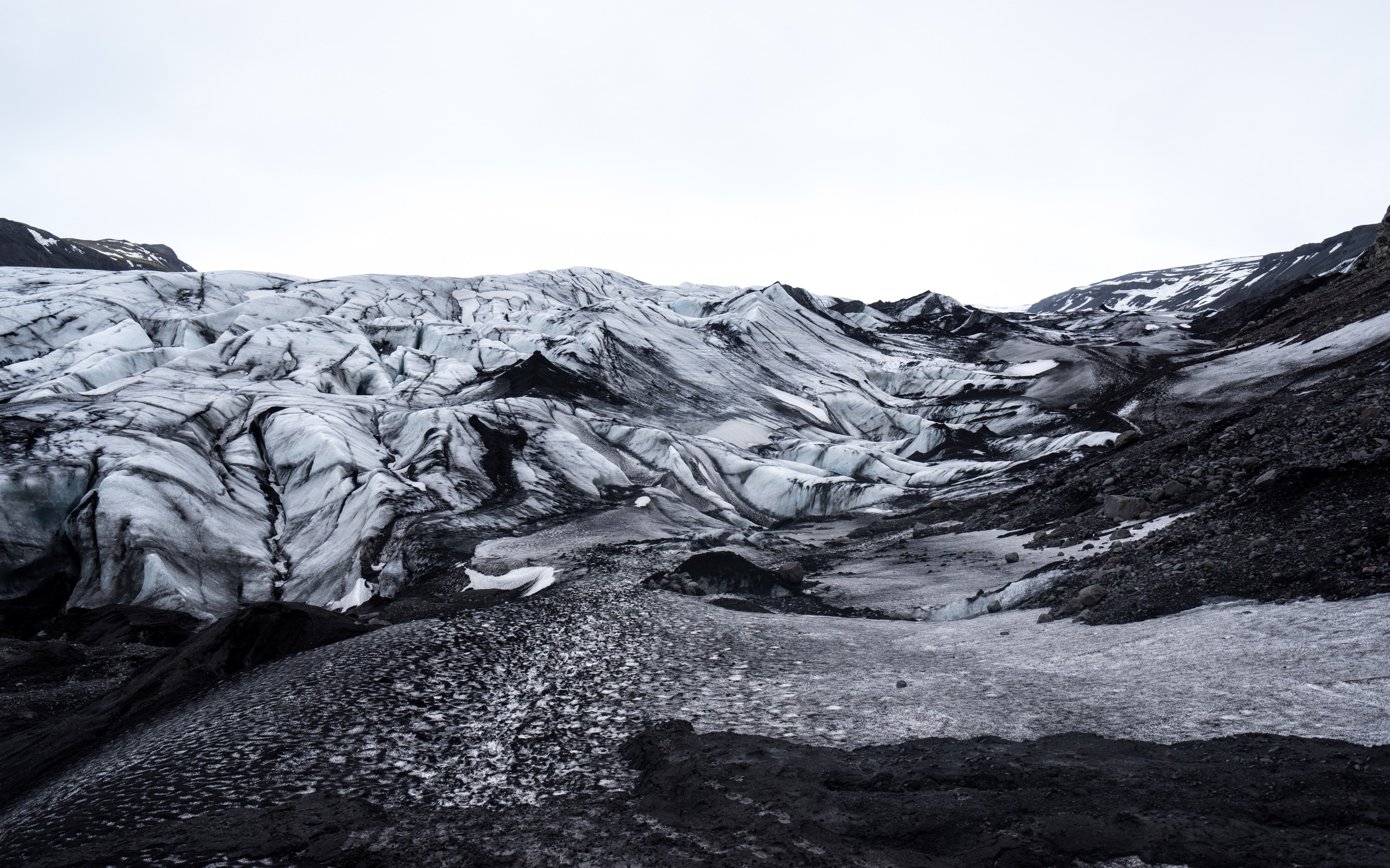 a view of the glaciers on a mountain in slheimajkulll, slheimajkulll glaciers 4k, HD Wallpaper