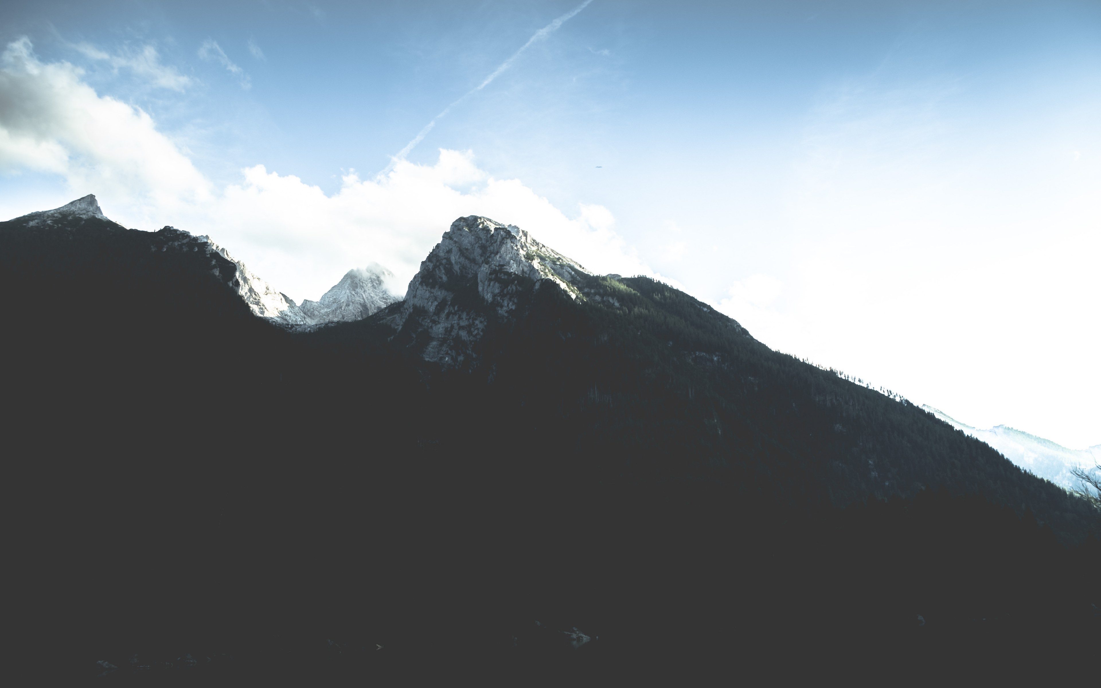 the dark wooded slope of a snow capped mountain in watzmann, the watzmann nbspbeauty of a mountain 4k, HD Wallpaper