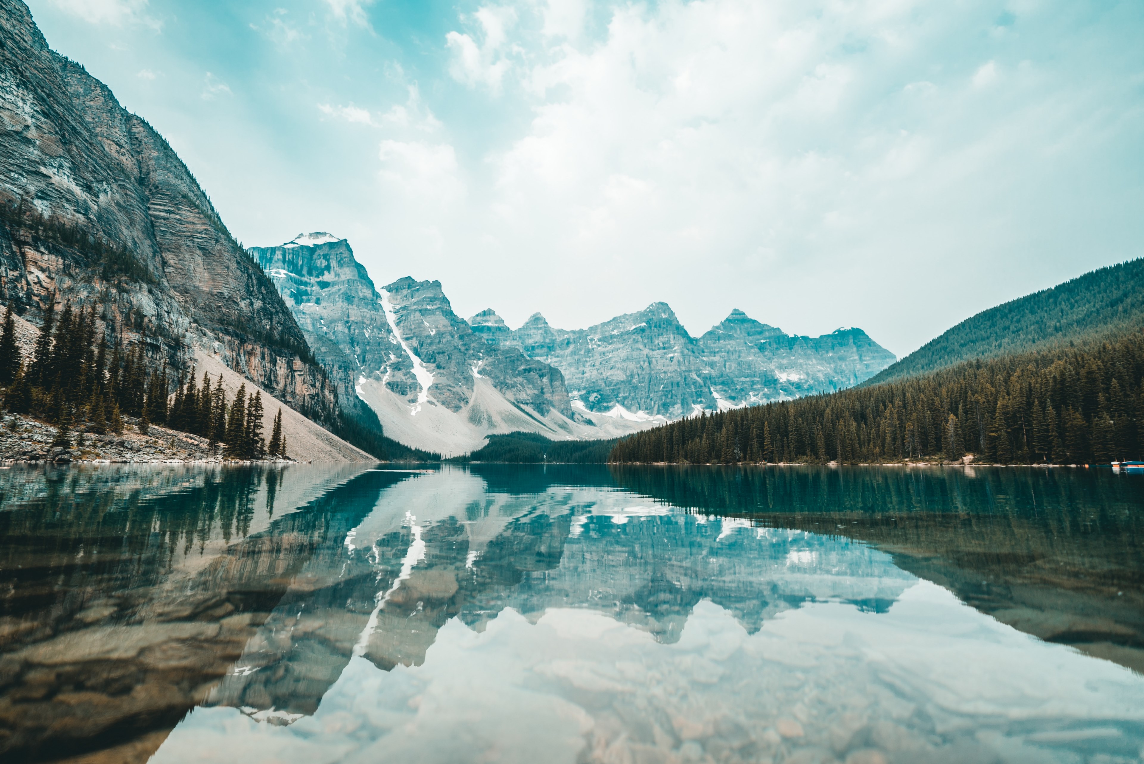 moraine lake at 6am 4k, HD Wallpaper