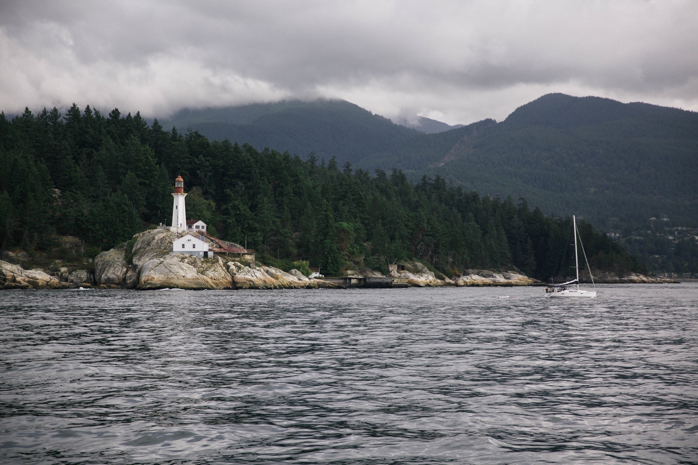 a lighthouse on a rocky shore in vancouver, lighthouse on rocks 4k, HD Wallpaper