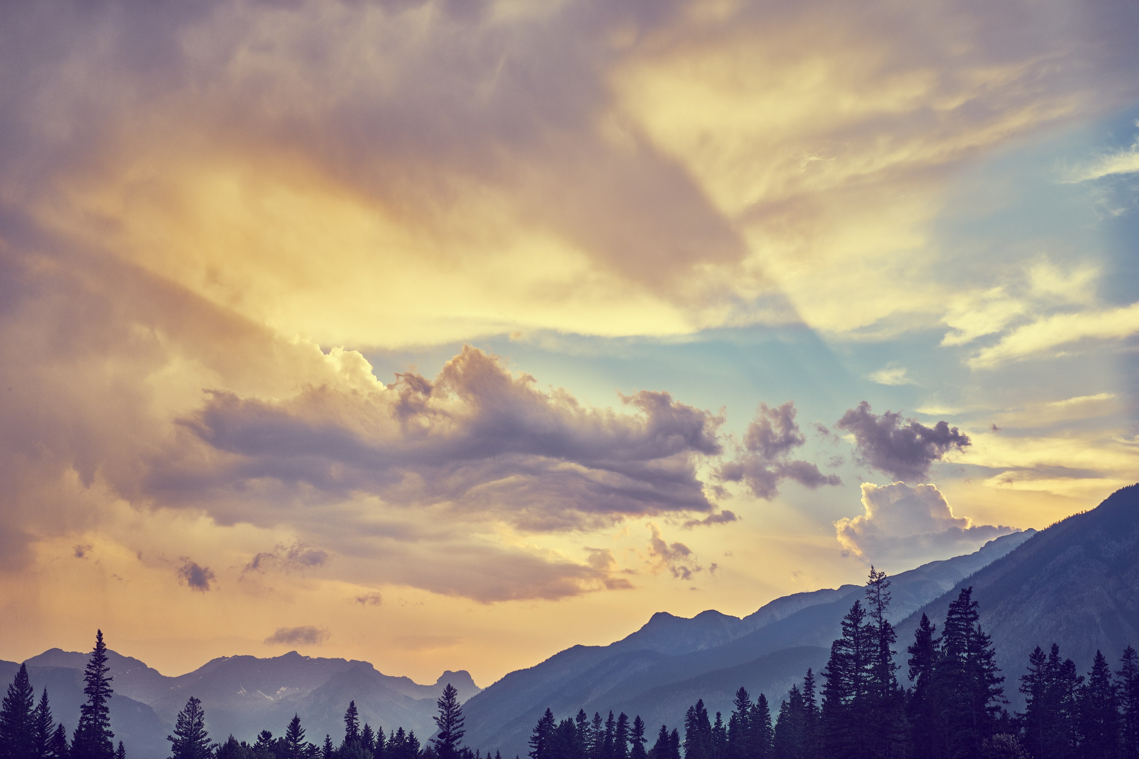 sunset in banff 4k, HD Wallpaper