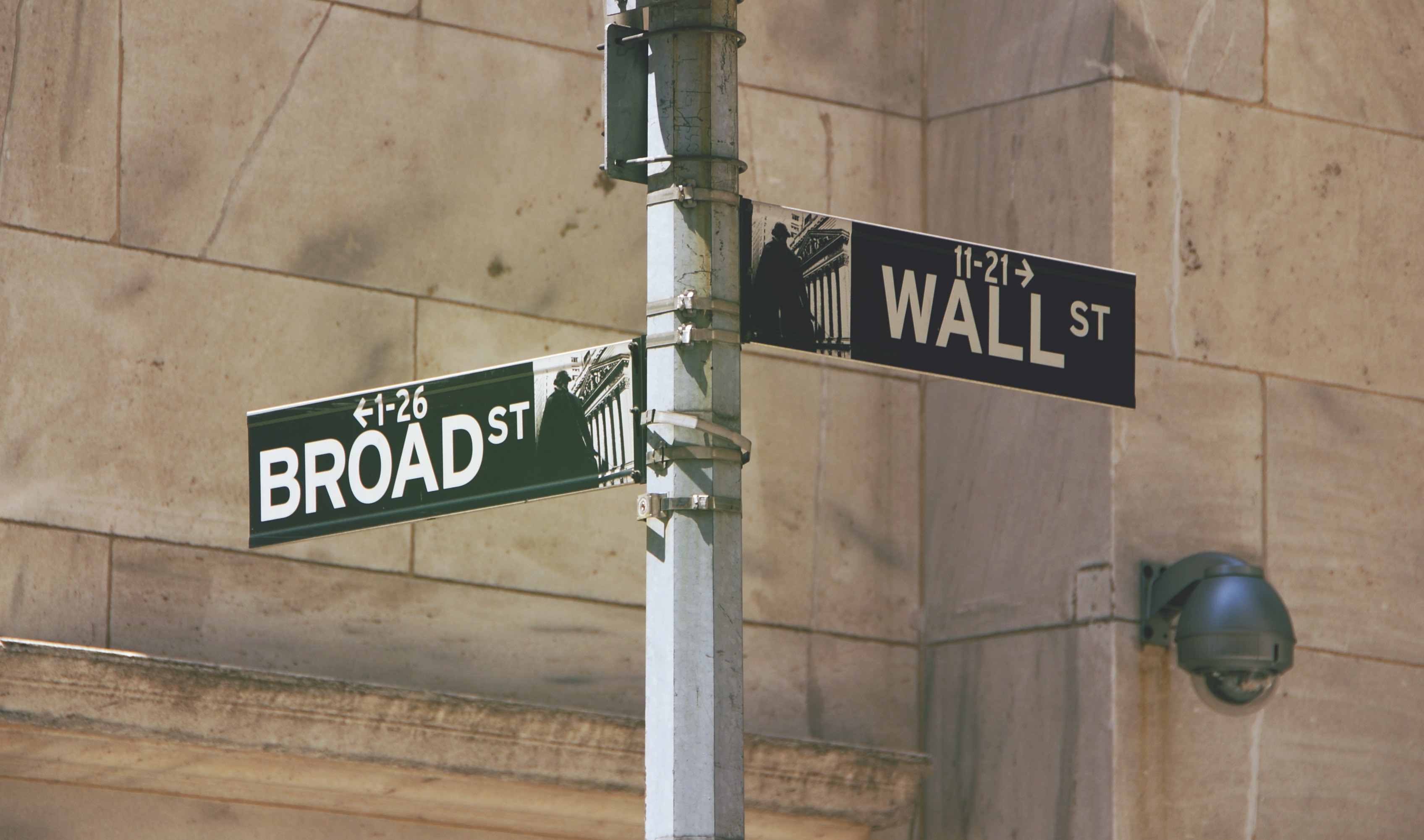intersection of wall street and broad street 4k, HD Wallpaper
