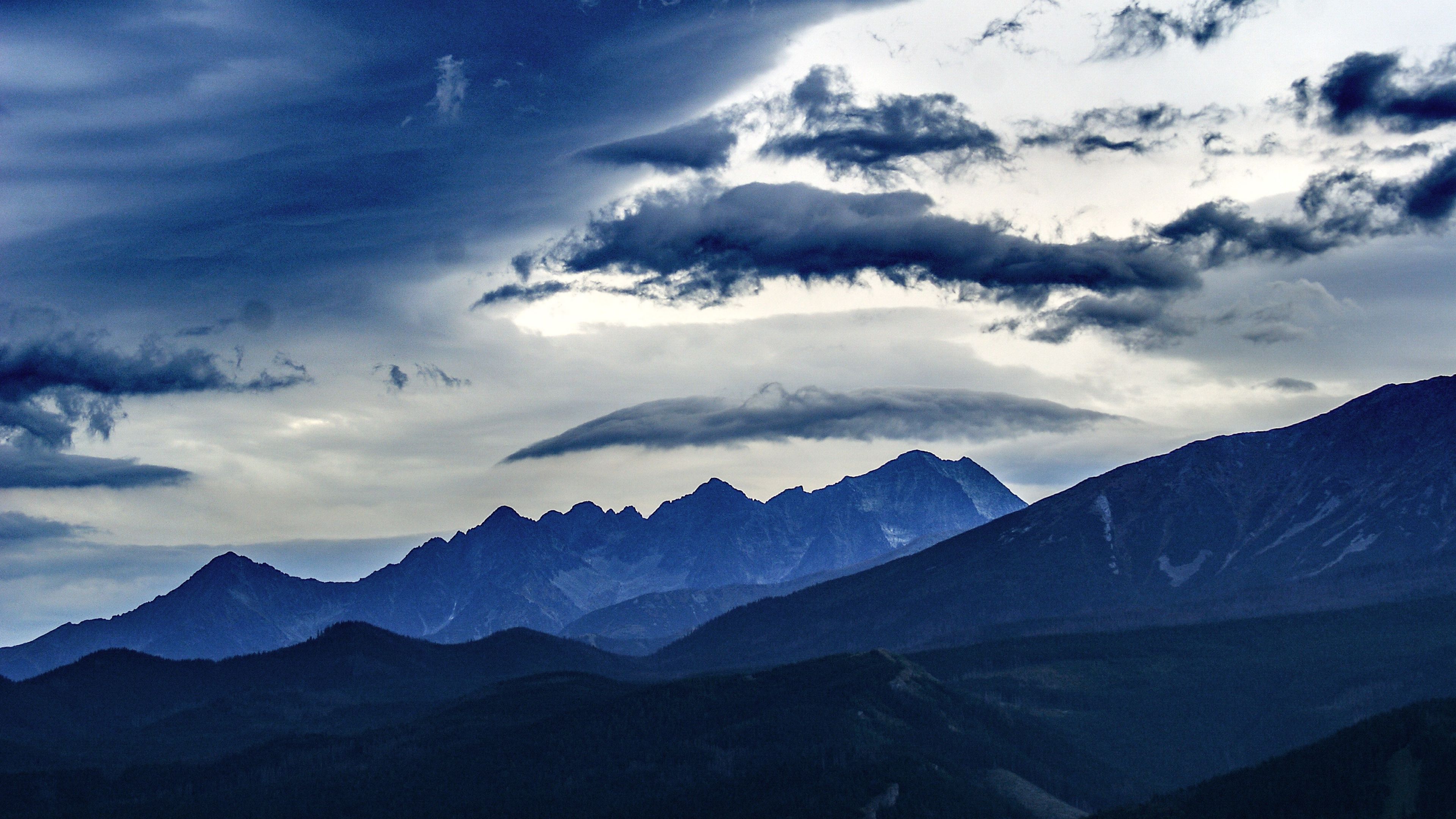 mountains, summit, clouds, 4k, HD Wallpaper