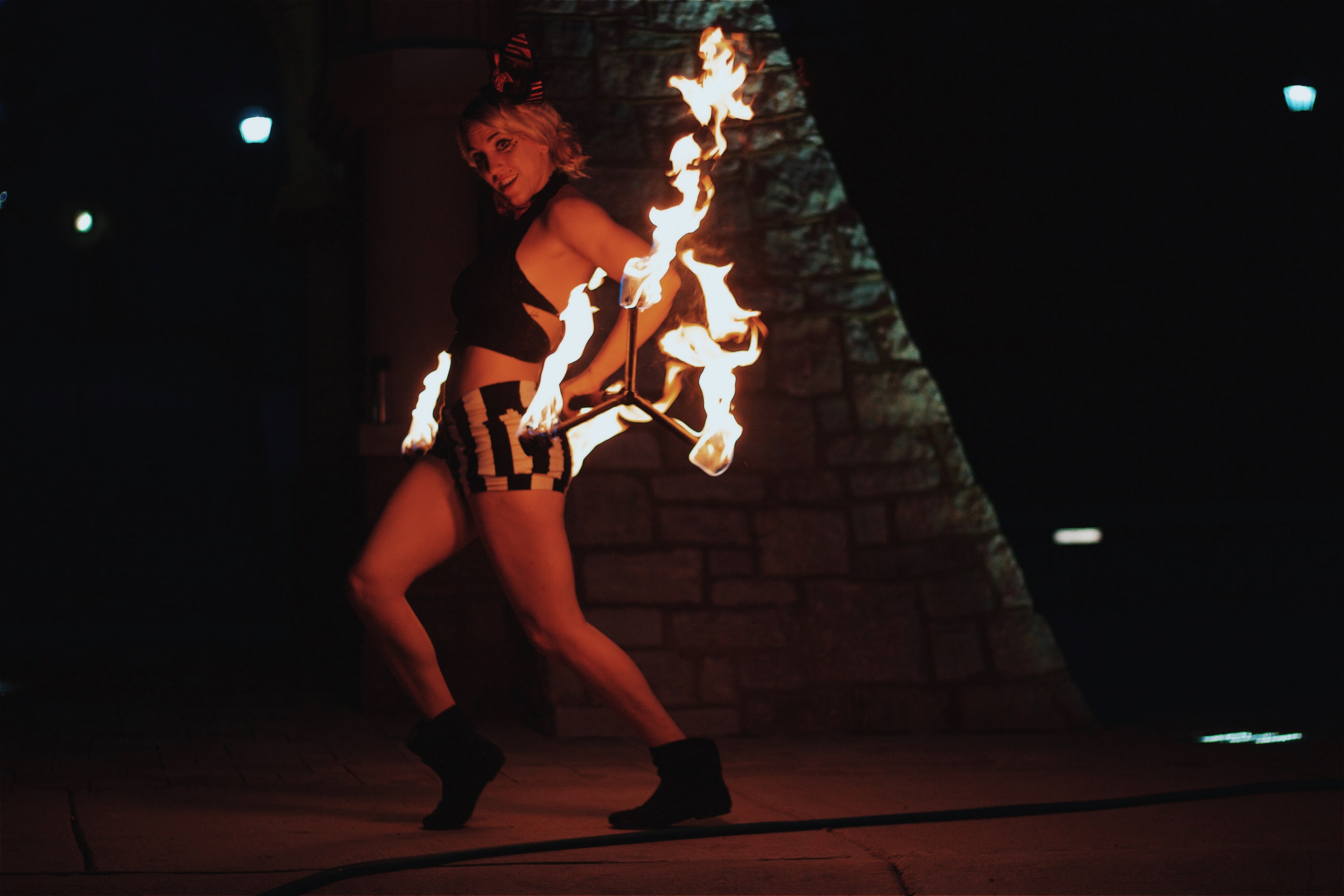 fire dancer woman and dancing 4k, HD Wallpaper