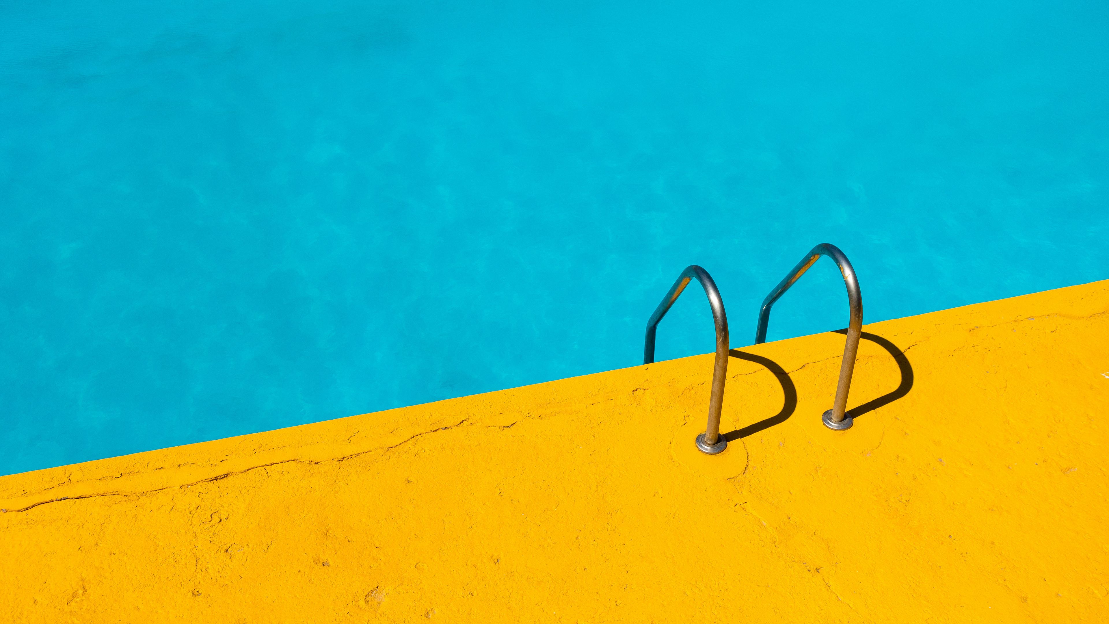 handrail, swimming pool, water, minimalism, 4k, HD Wallpaper