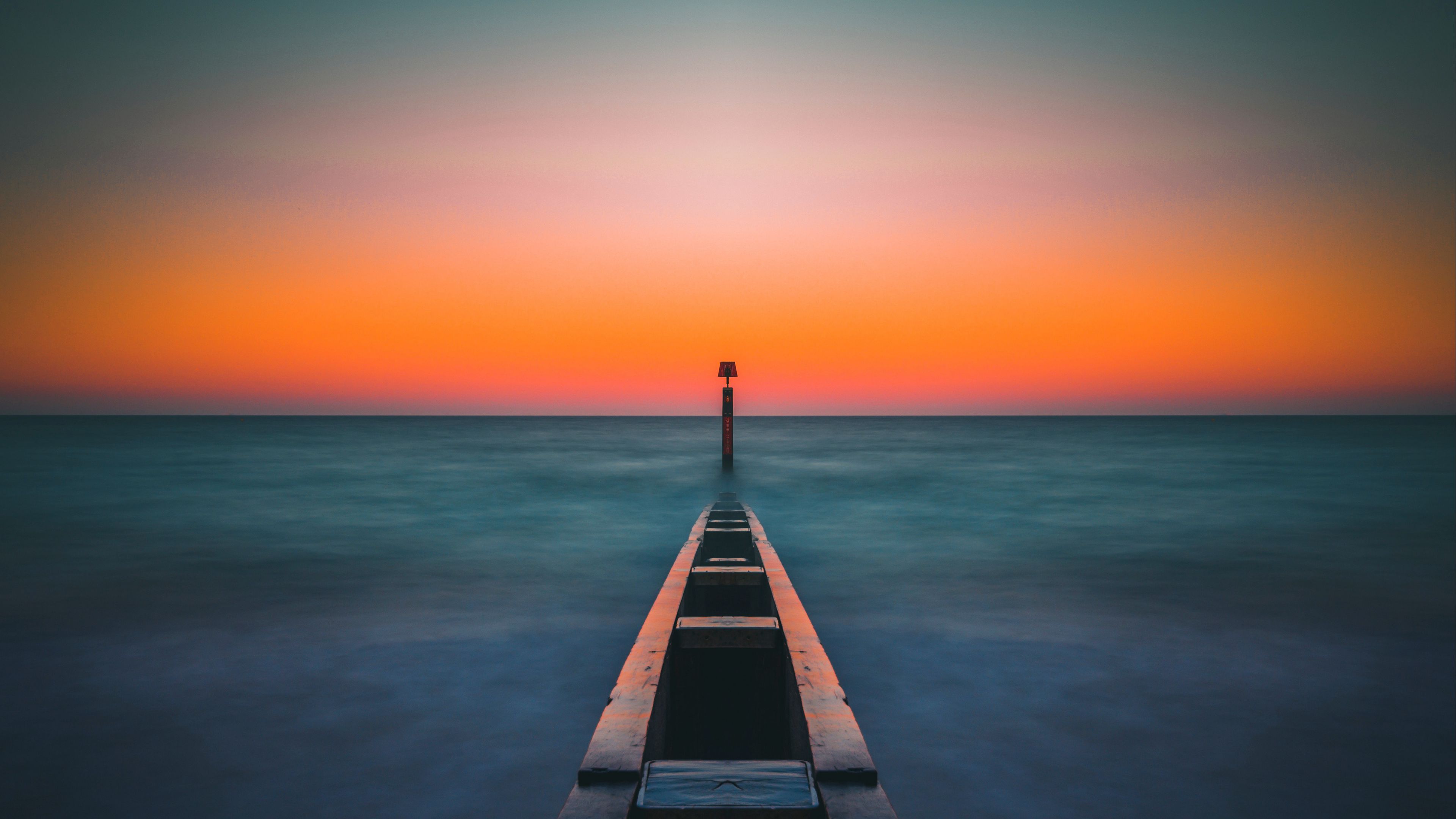 sea, fog, pier, wharf, 4k, HD Wallpaper