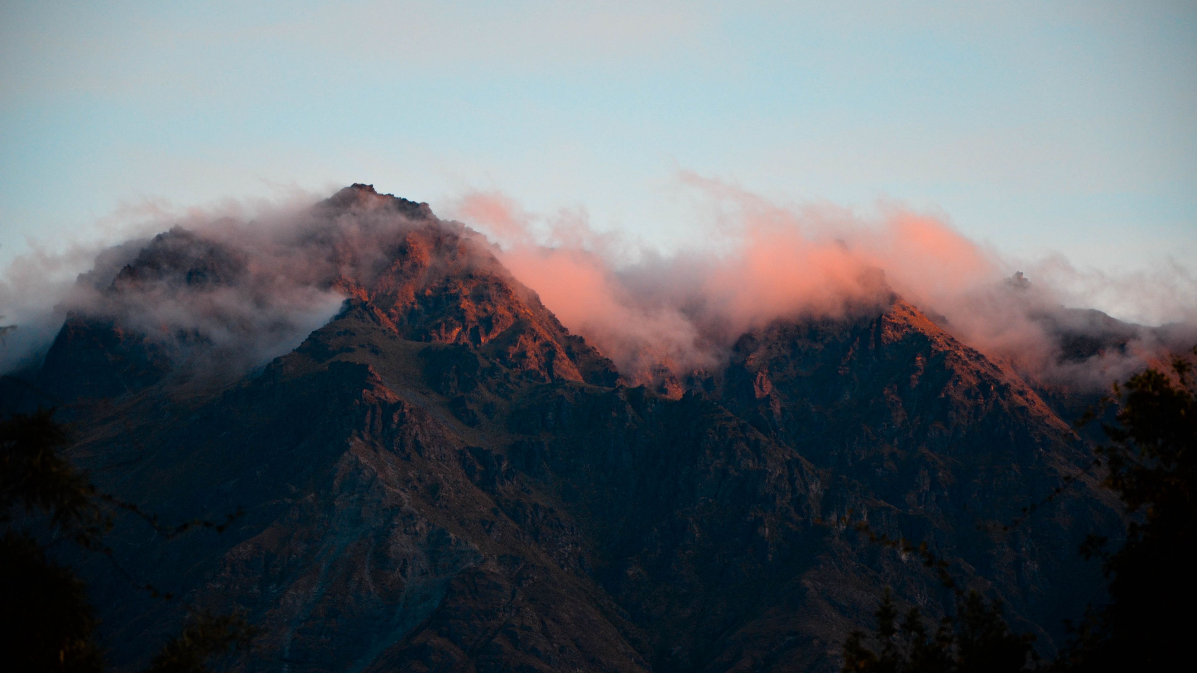 mountains, fog, sky, 4k, HD Wallpaper