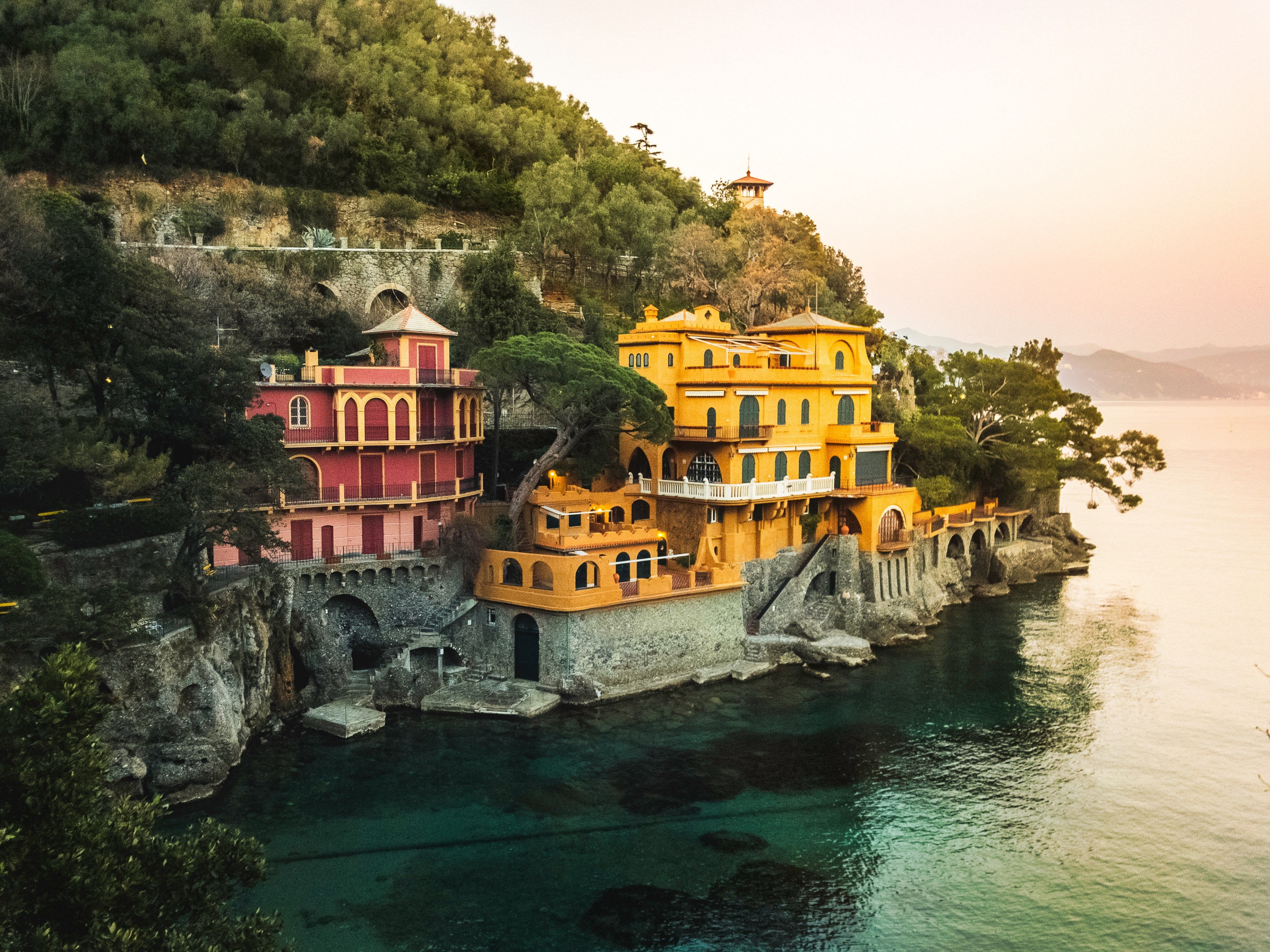 architecture seaside coastal town and yellow 4k, HD Wallpaper