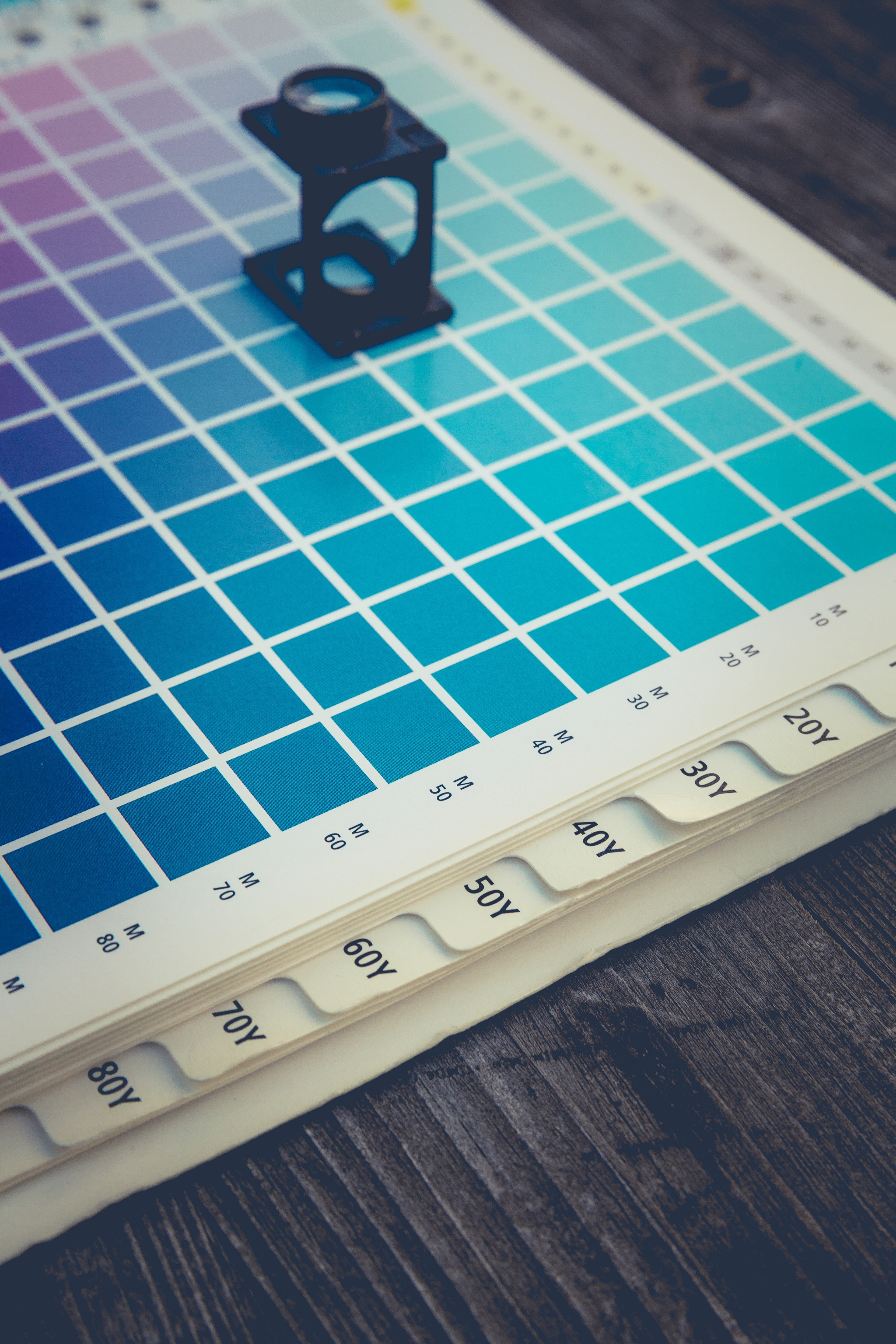 a magnifying glass on a color chart, color palette 4k, Phone HD Wallpaper