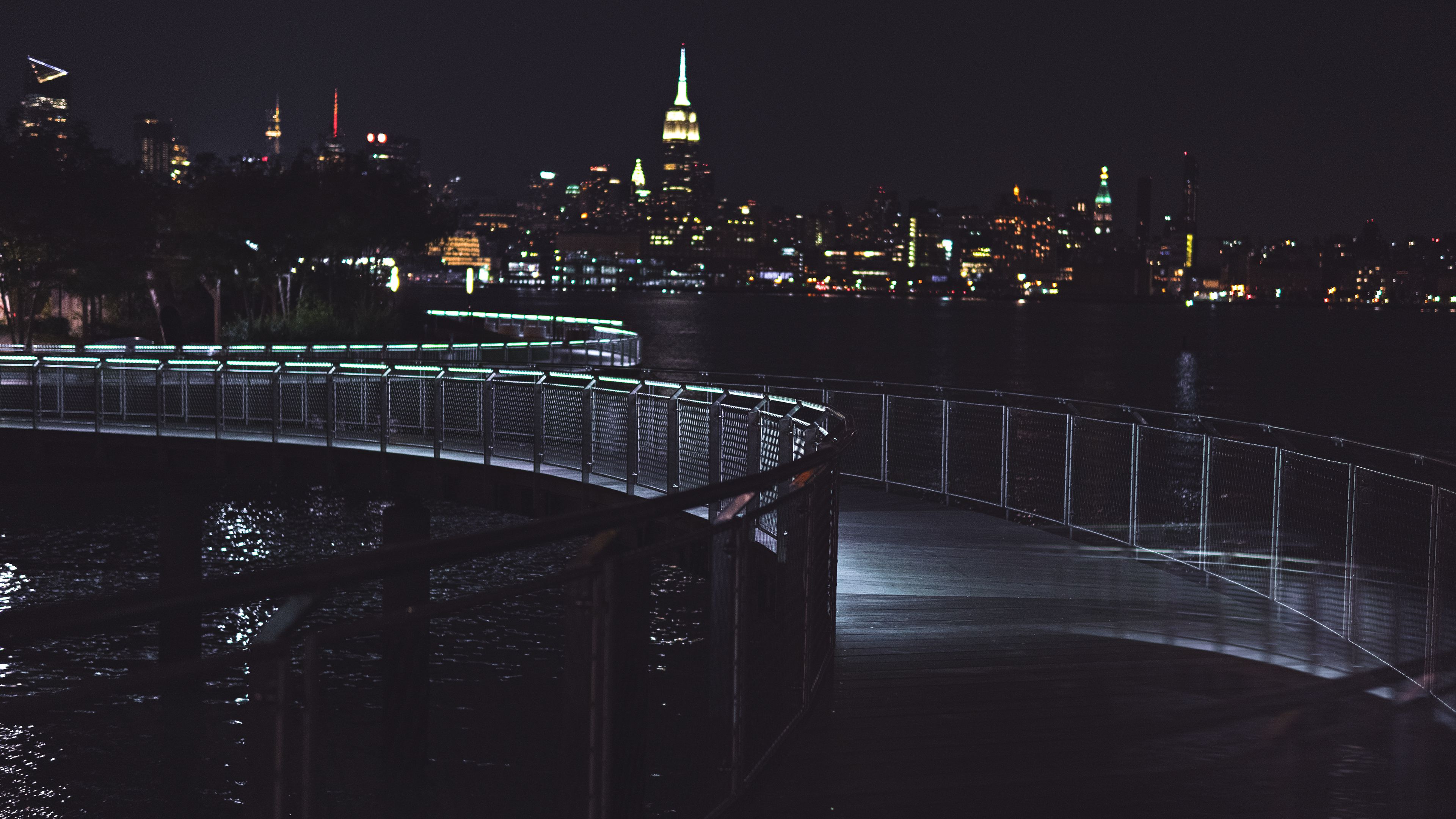 bridge, night city, night, 4k, HD Wallpaper