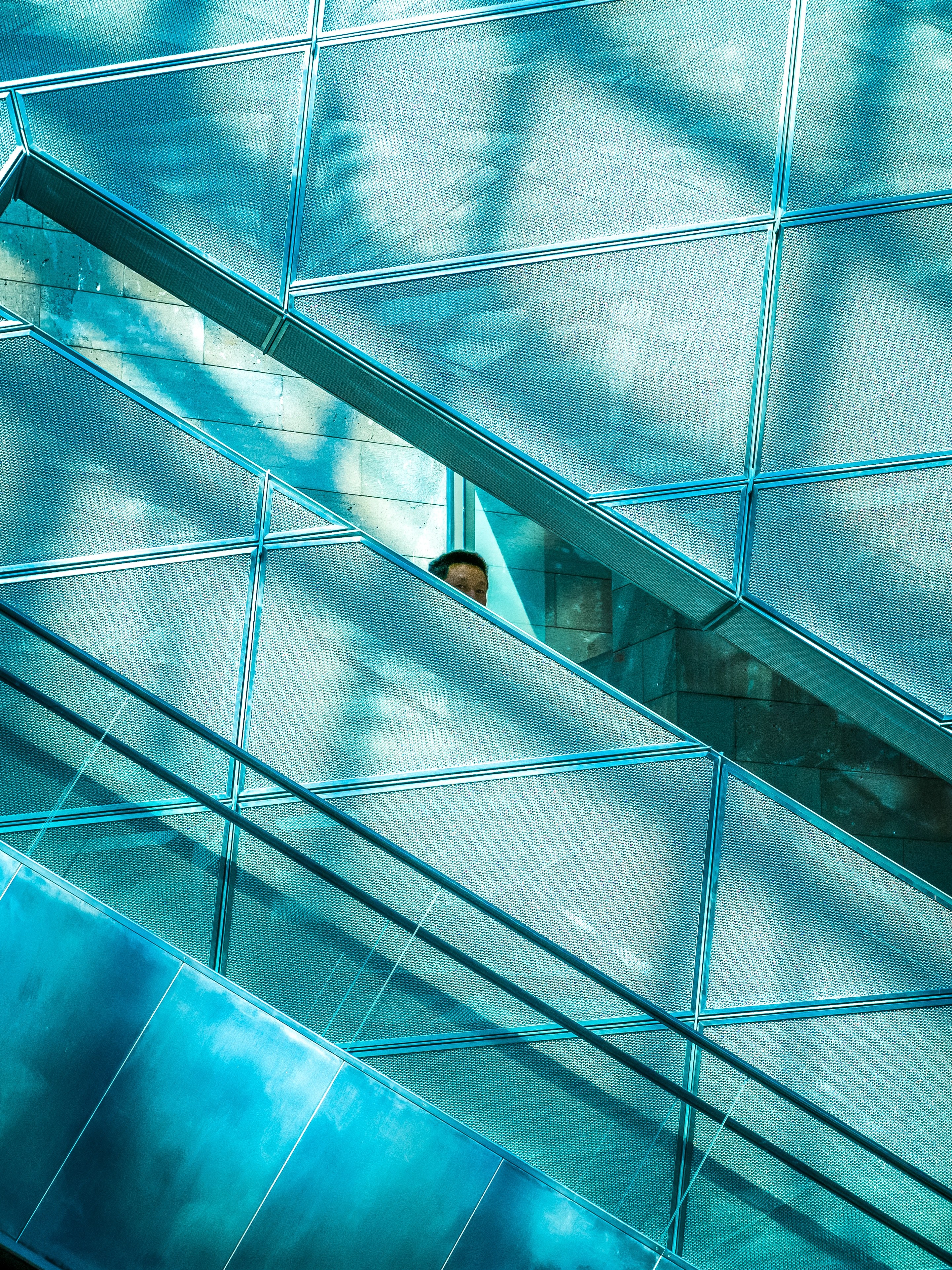 a view of the architecture and blue line texture in the building for the national gallery of victoria, national gallery of victoria 4k, Phone HD Wallpaper
